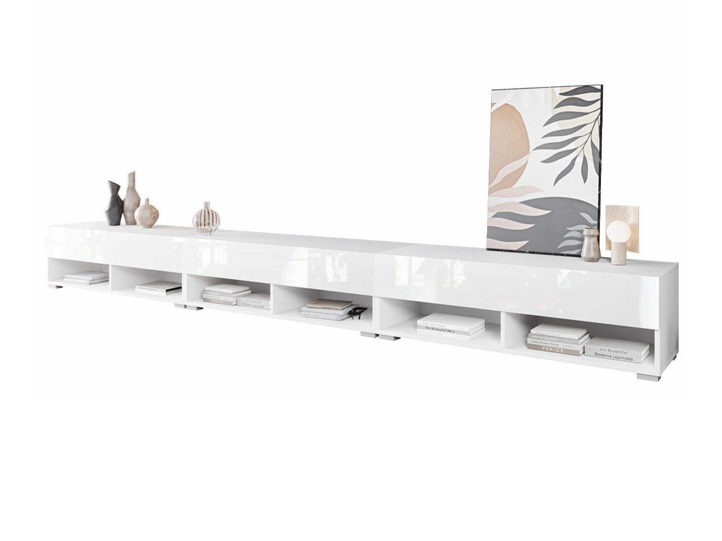 Móvel de TV Sarasota 144 (Branco + Branco brilhante)