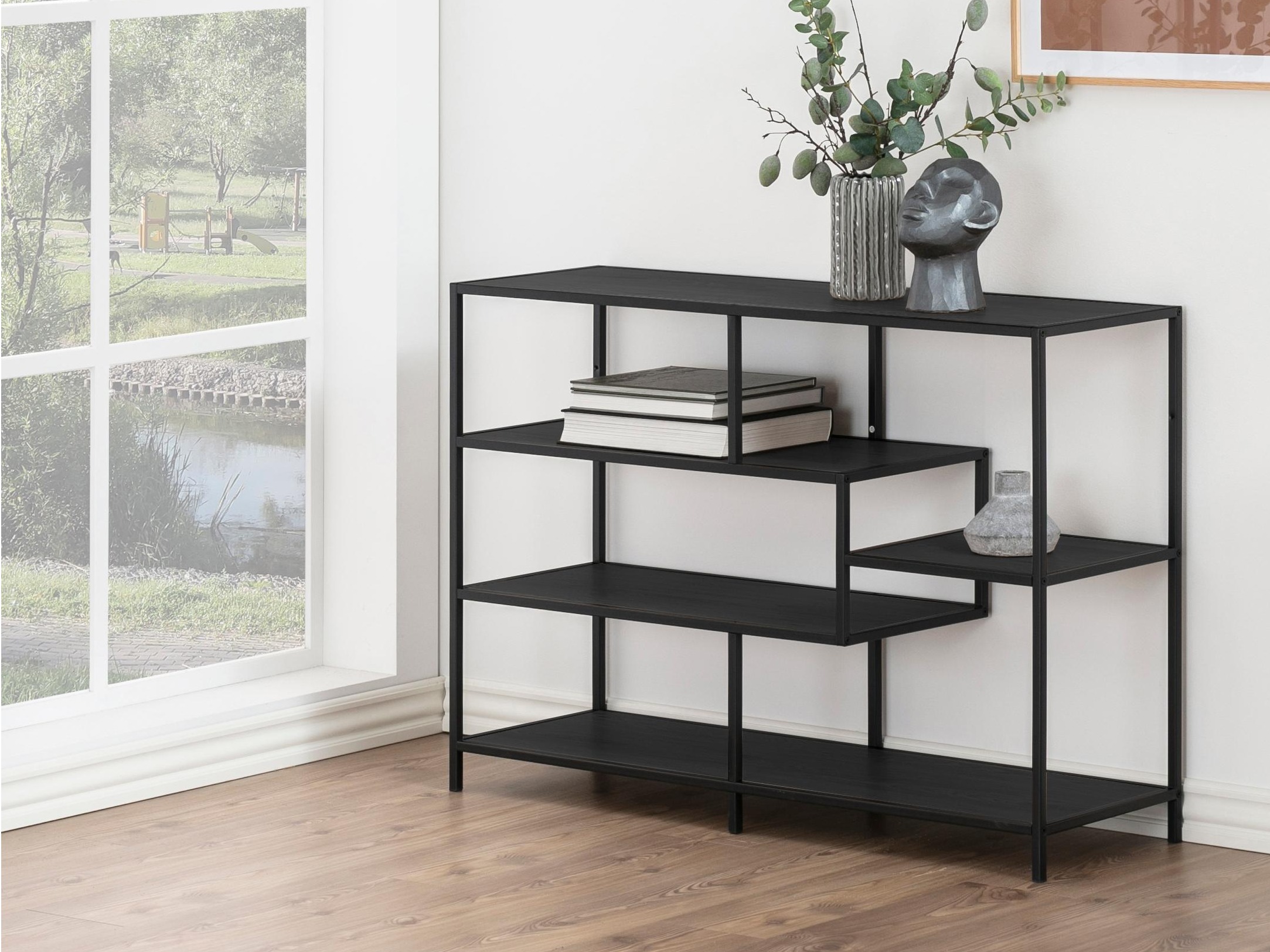 Estante Norsica Sevferi 102 (Cinza preta + Preto)