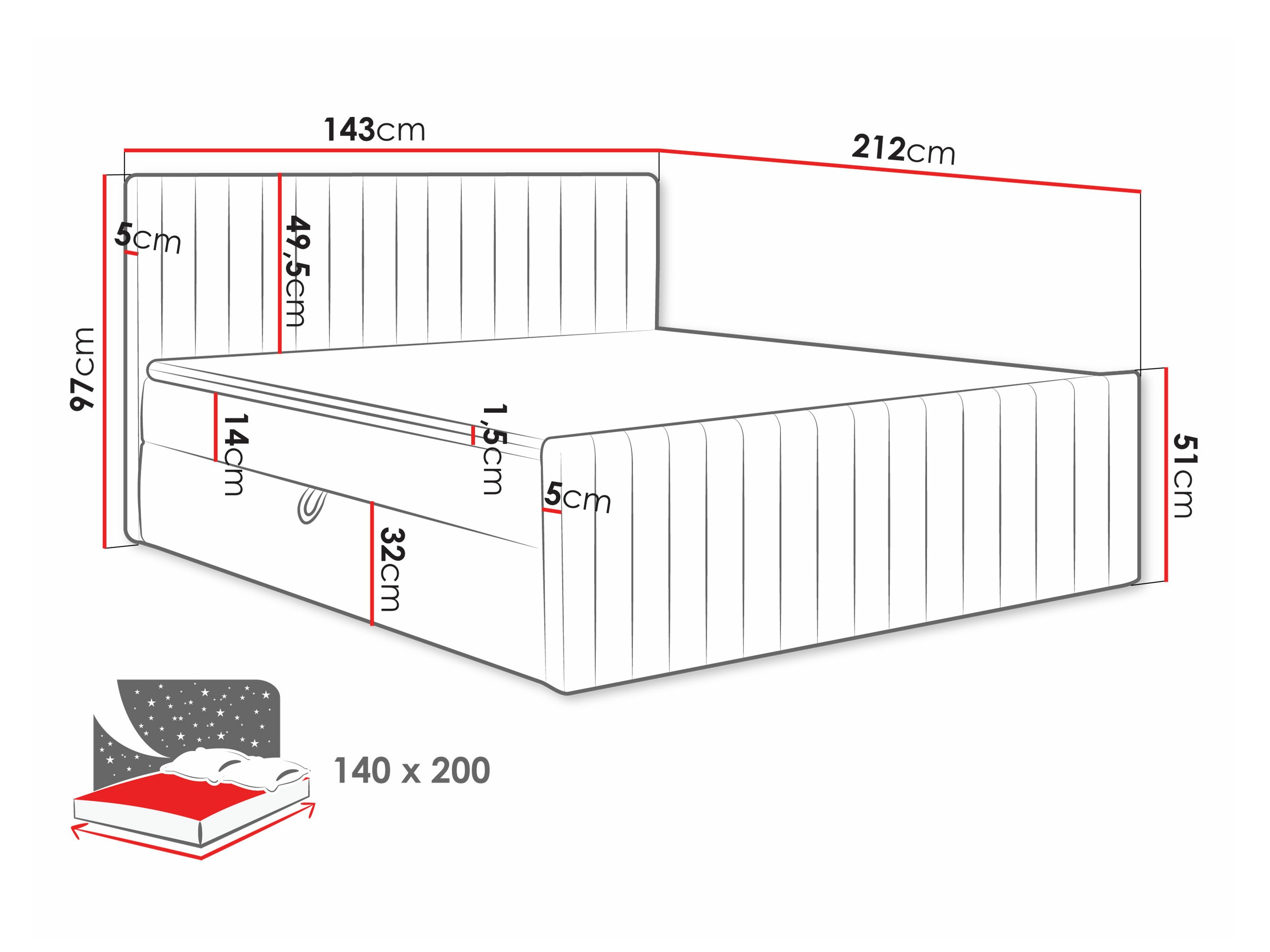 Cama continental Comfivo Apis II (Manila 16)