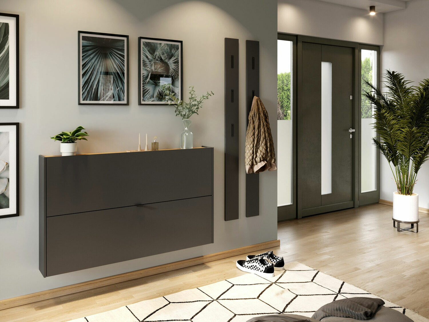 Conjunto para corredor Cirsale 109 (Grafite + Navarra carvalho)
