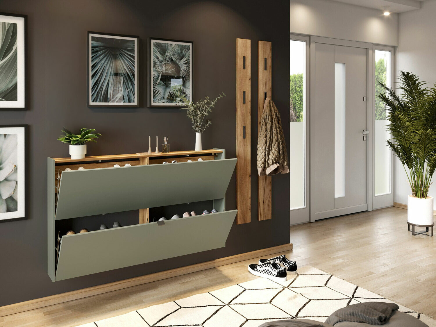 Conjunto para corredor Cirsale 109 (Verde empoeirado + Navarra carvalho)