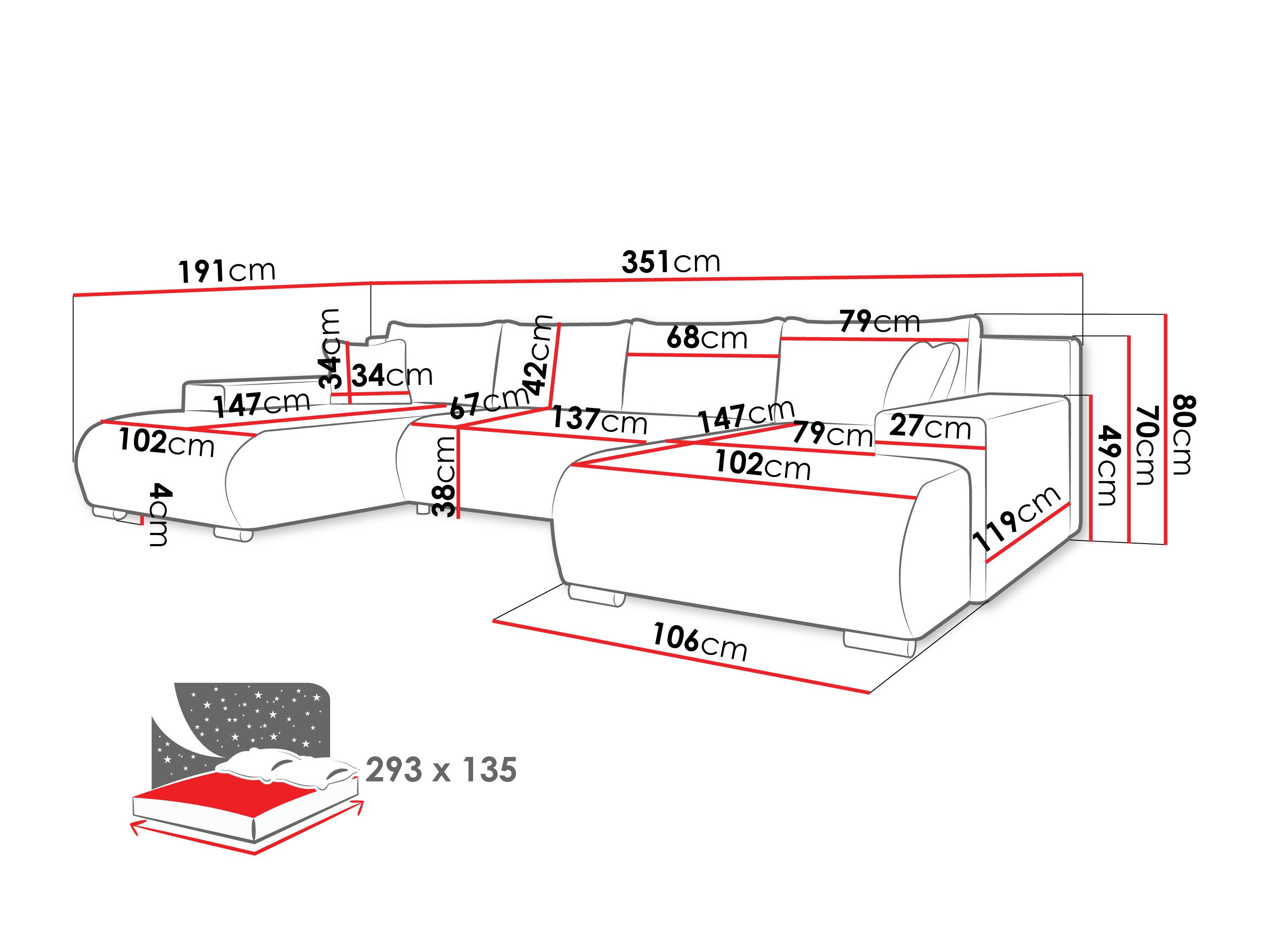 Sofá de canto Comfivo 483 (Coral 65)