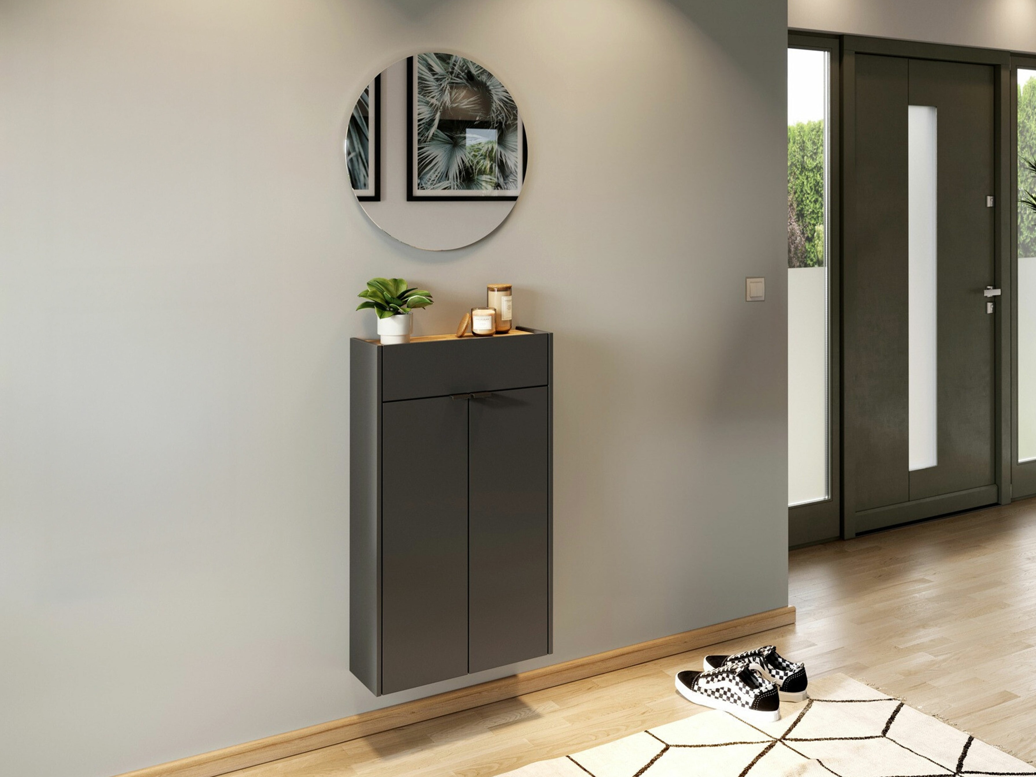 Conjunto para corredor Cirsale 104 (Grafite + Navarra carvalho)