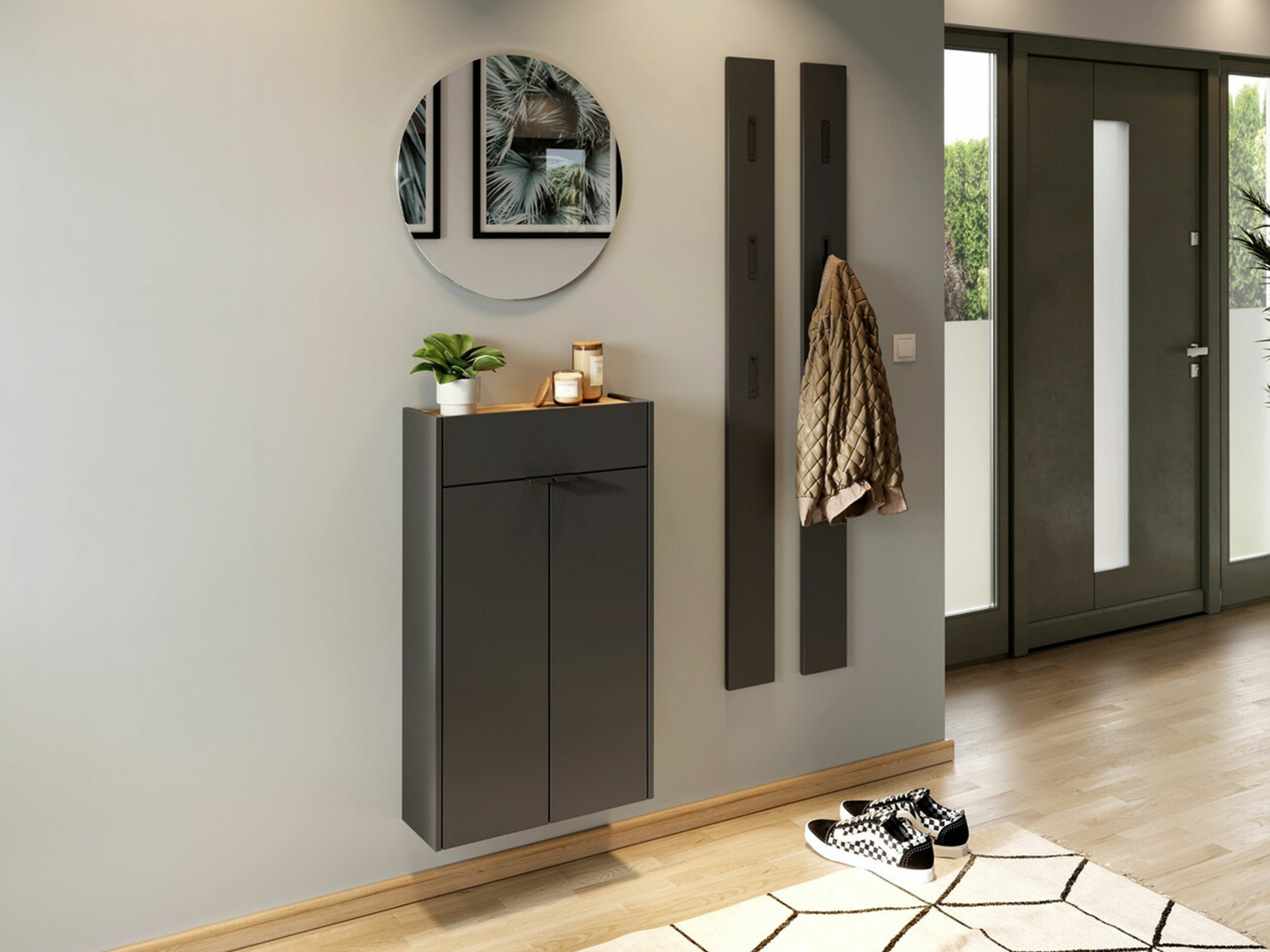 Conjunto para corredor Cirsale 104 (Grafite + Navarra carvalho)