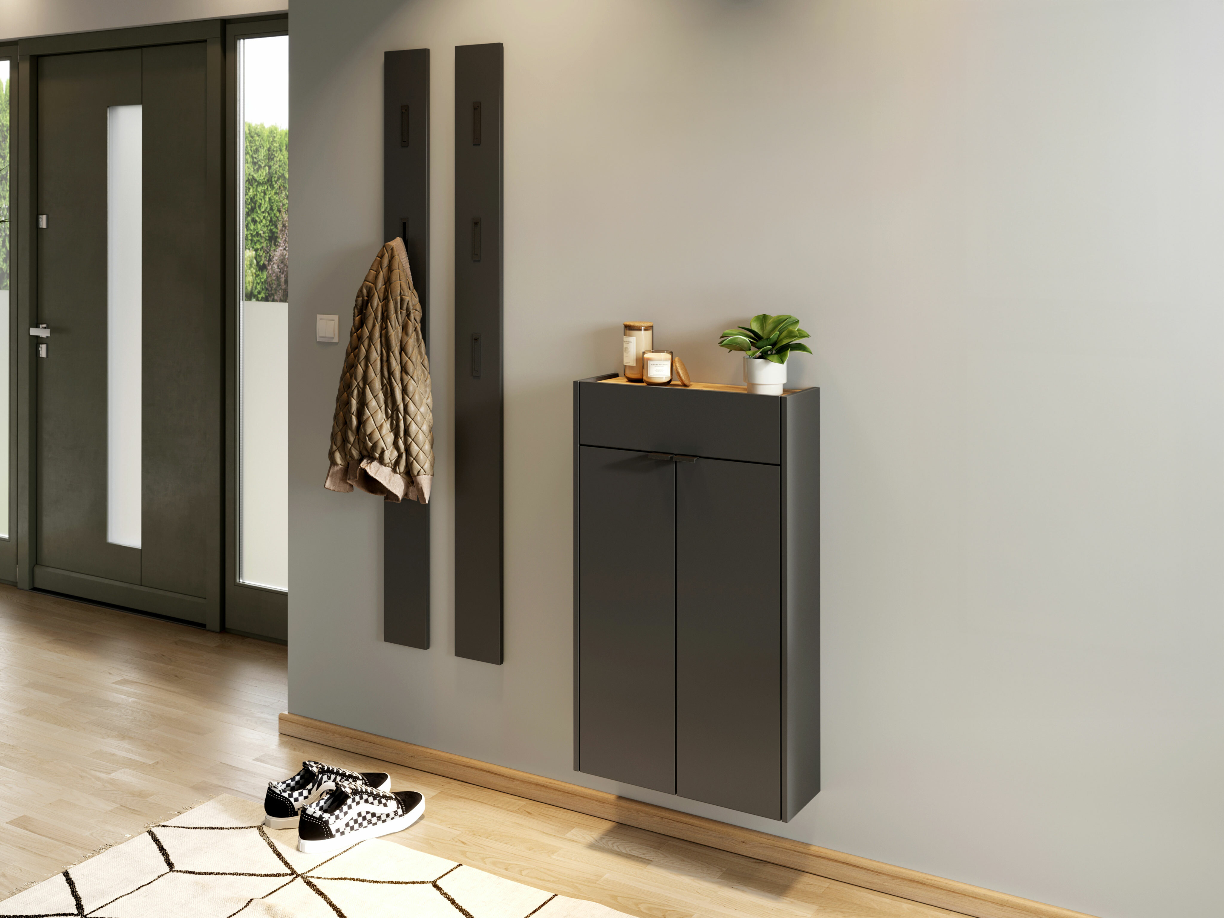 Conjunto para corredor Cirsale 105 (Grafite + Navarra carvalho)