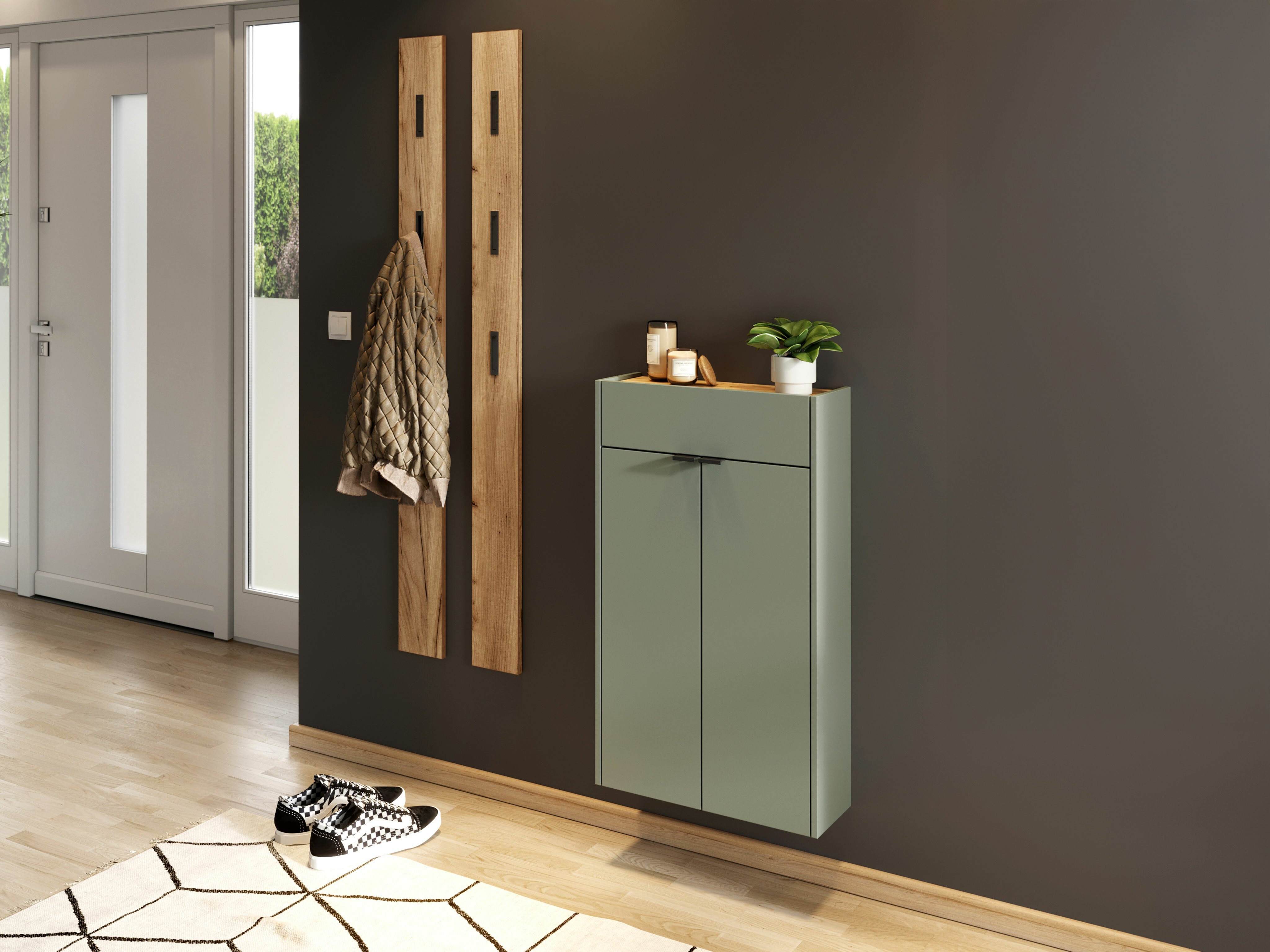 Conjunto para corredor Cirsale 105 (Verde empoeirado + Navarra carvalho)