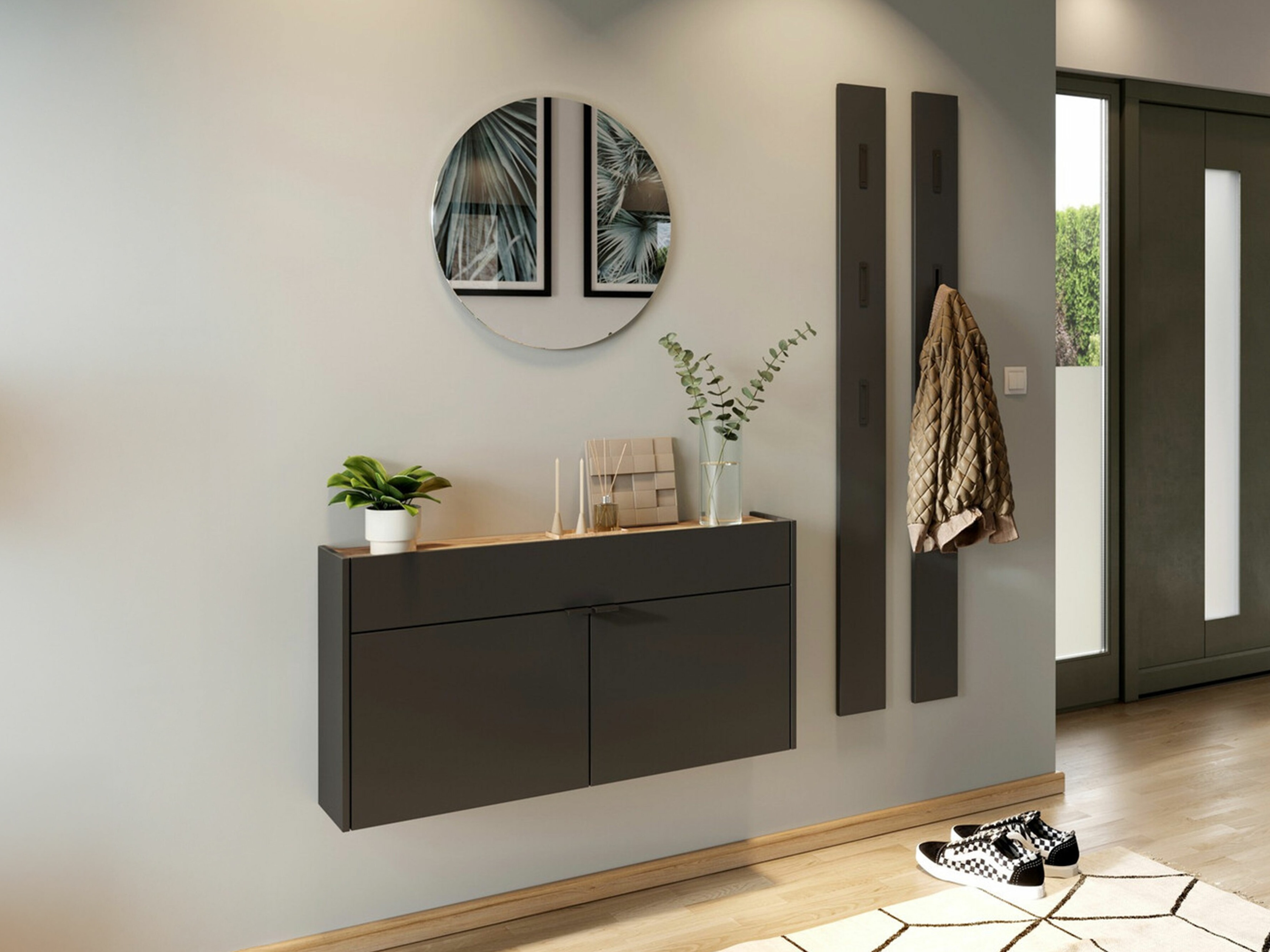 Conjunto para corredor Cirsale 106 (Grafite + Navarra carvalho)