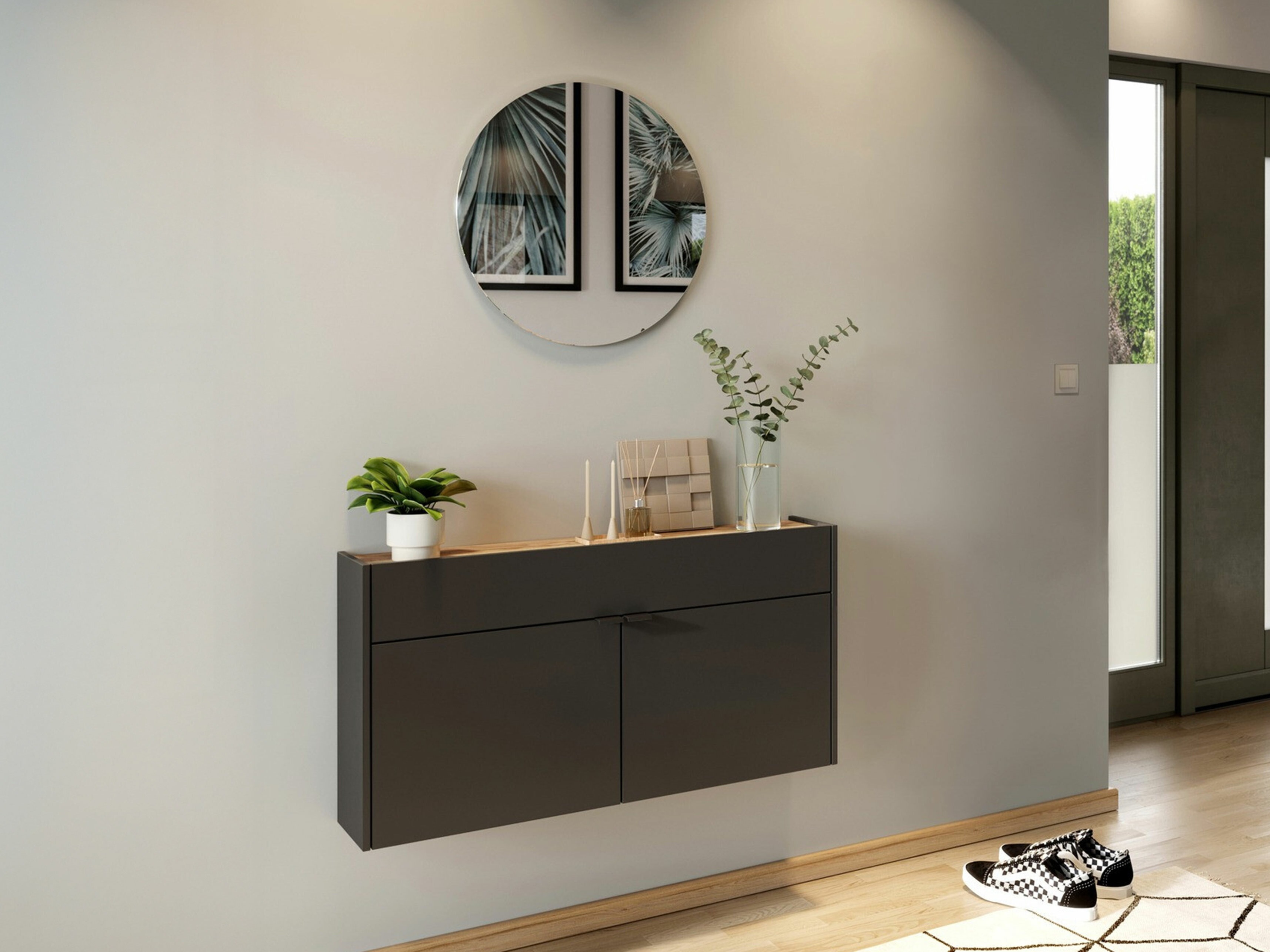 Conjunto para corredor Cirsale 106 (Grafite + Navarra carvalho)