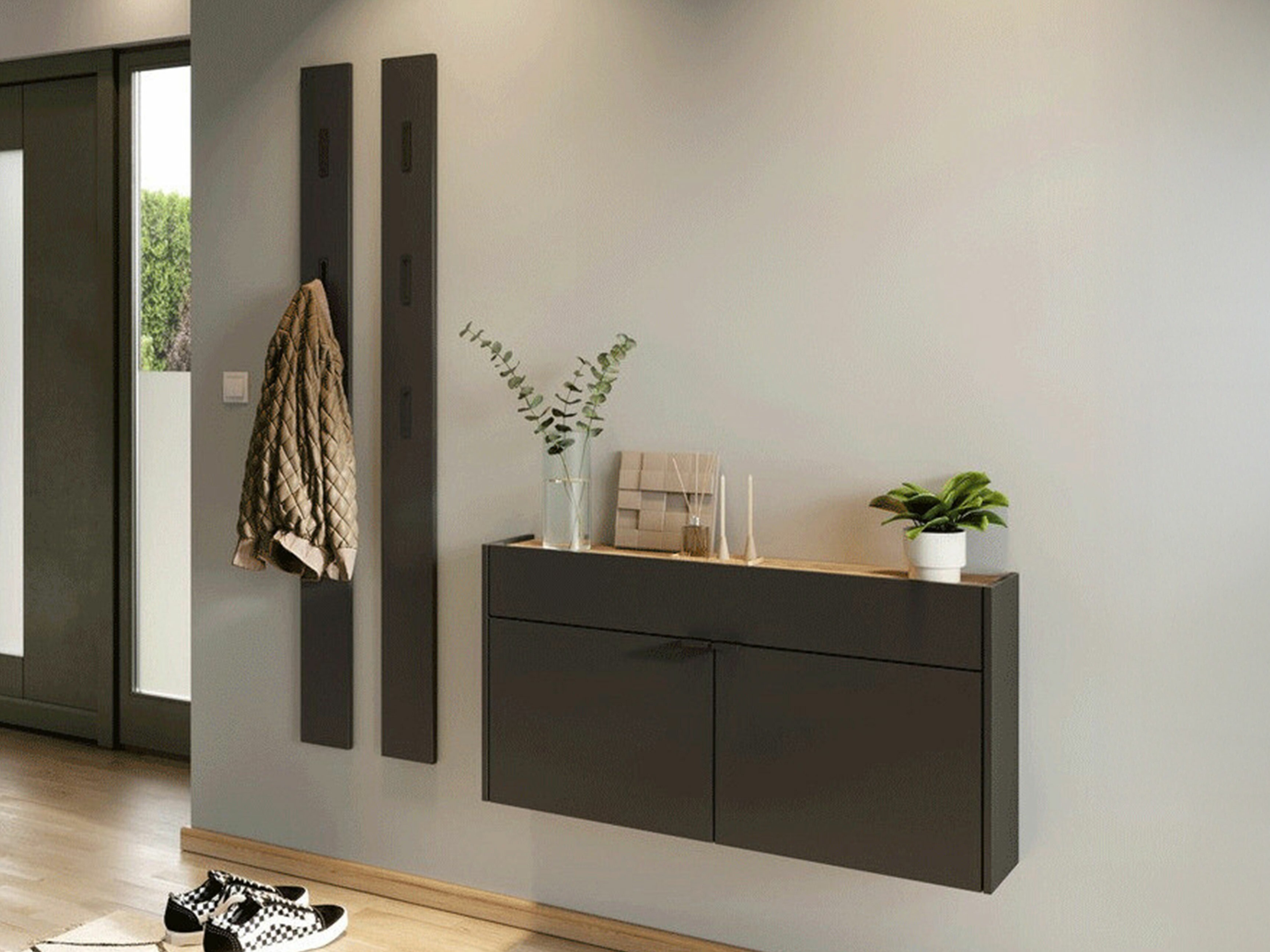 Conjunto para corredor Cirsale 107 (Grafite + Navarra carvalho)