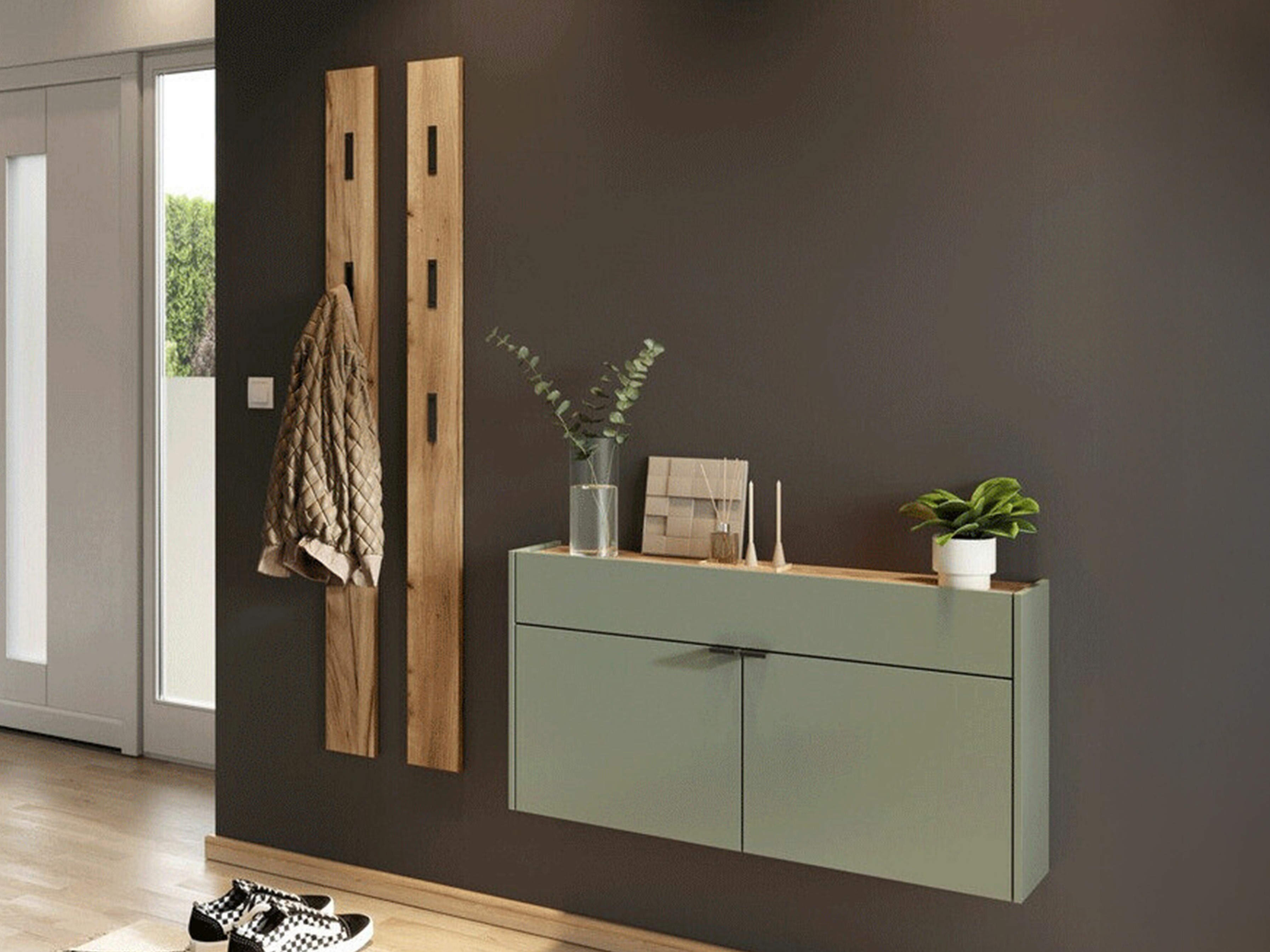 Conjunto para corredor Cirsale 107 (Verde empoeirado + Navarra carvalho)