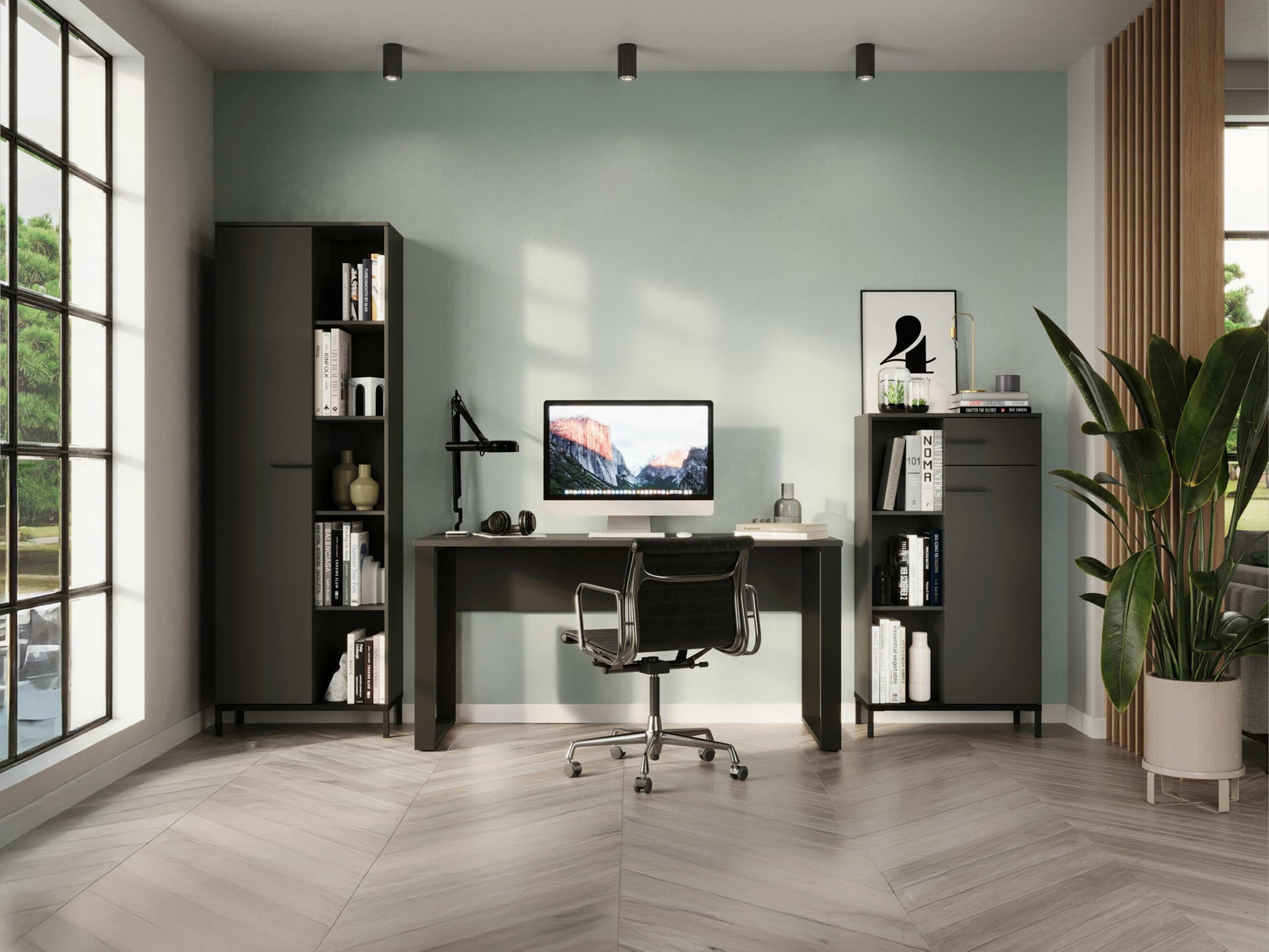 Conjunto para escritório em casa Solaro 102 (Grafite)