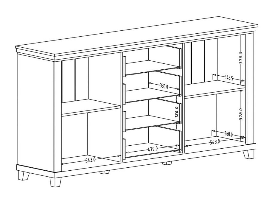 Cómoda Tolnue 103 (Verde escuro + Carvalho lefkas)