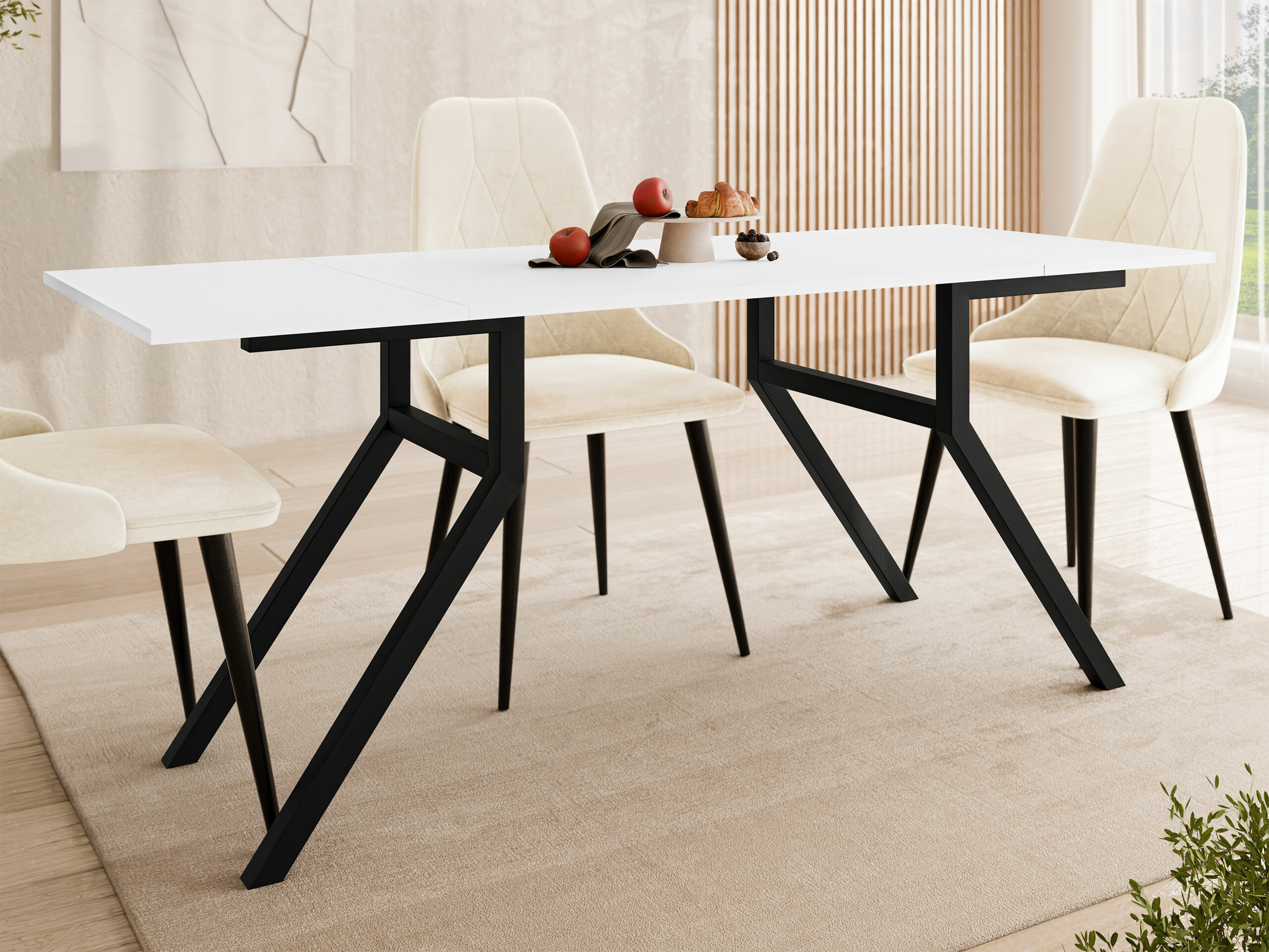 Mesa de centro extensível Oswego 151 (Branco + Preto)