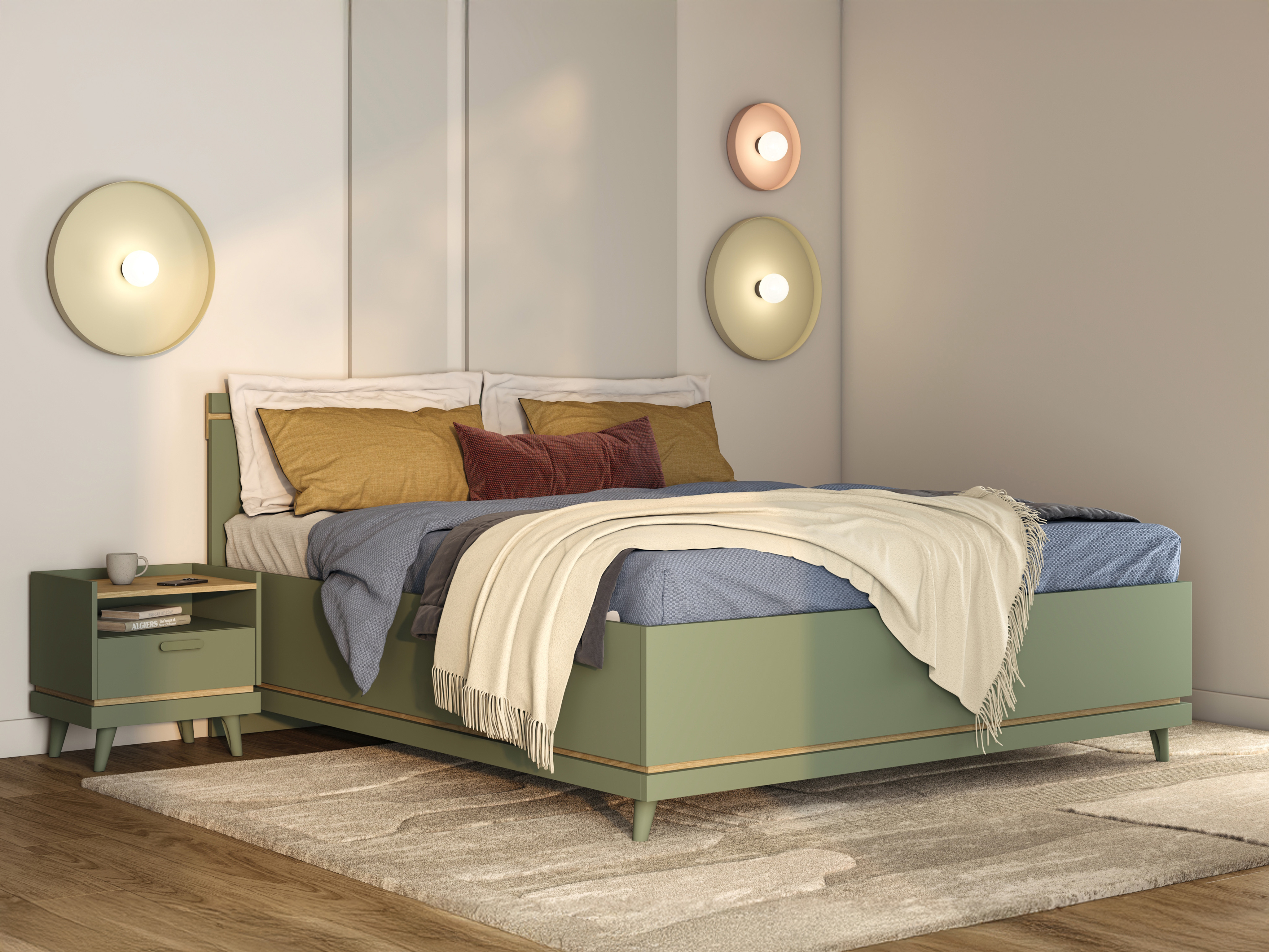 Cama Fertalu 107 (Verde + Carvalho)