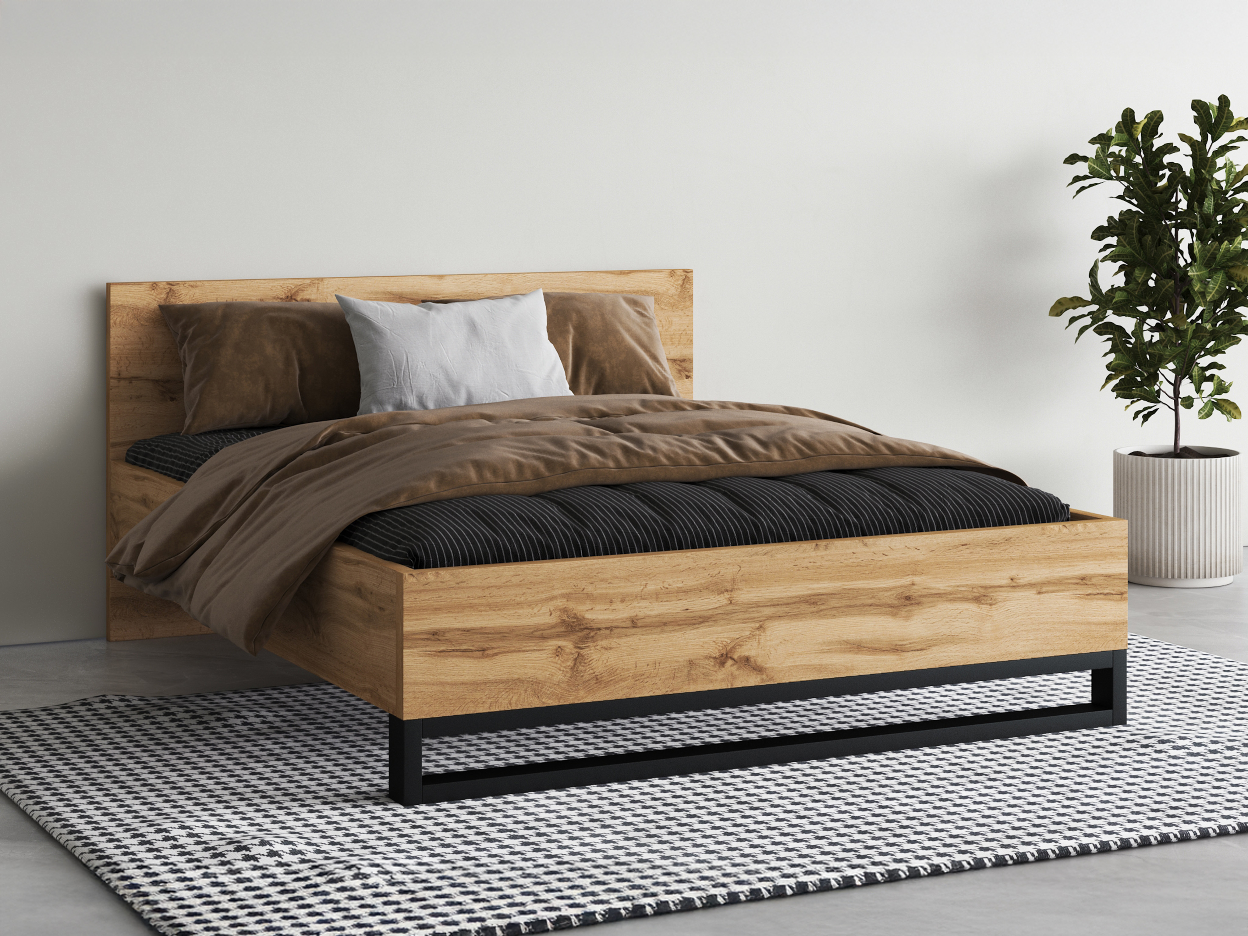 Cama Avicavu 118 (Carvalho wotan + Preto)