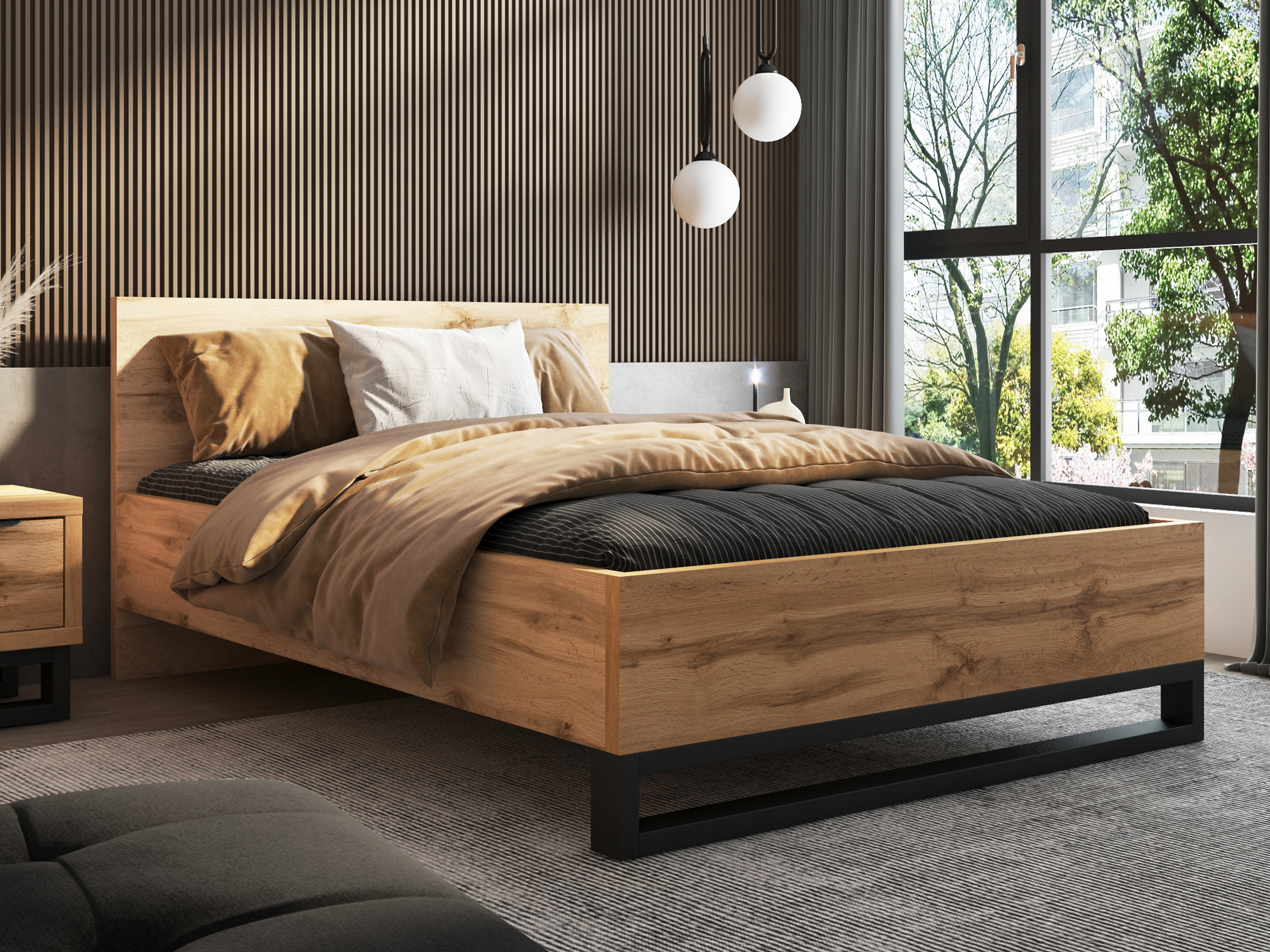 Cama Avicavu 118 (Carvalho wotan + Preto)