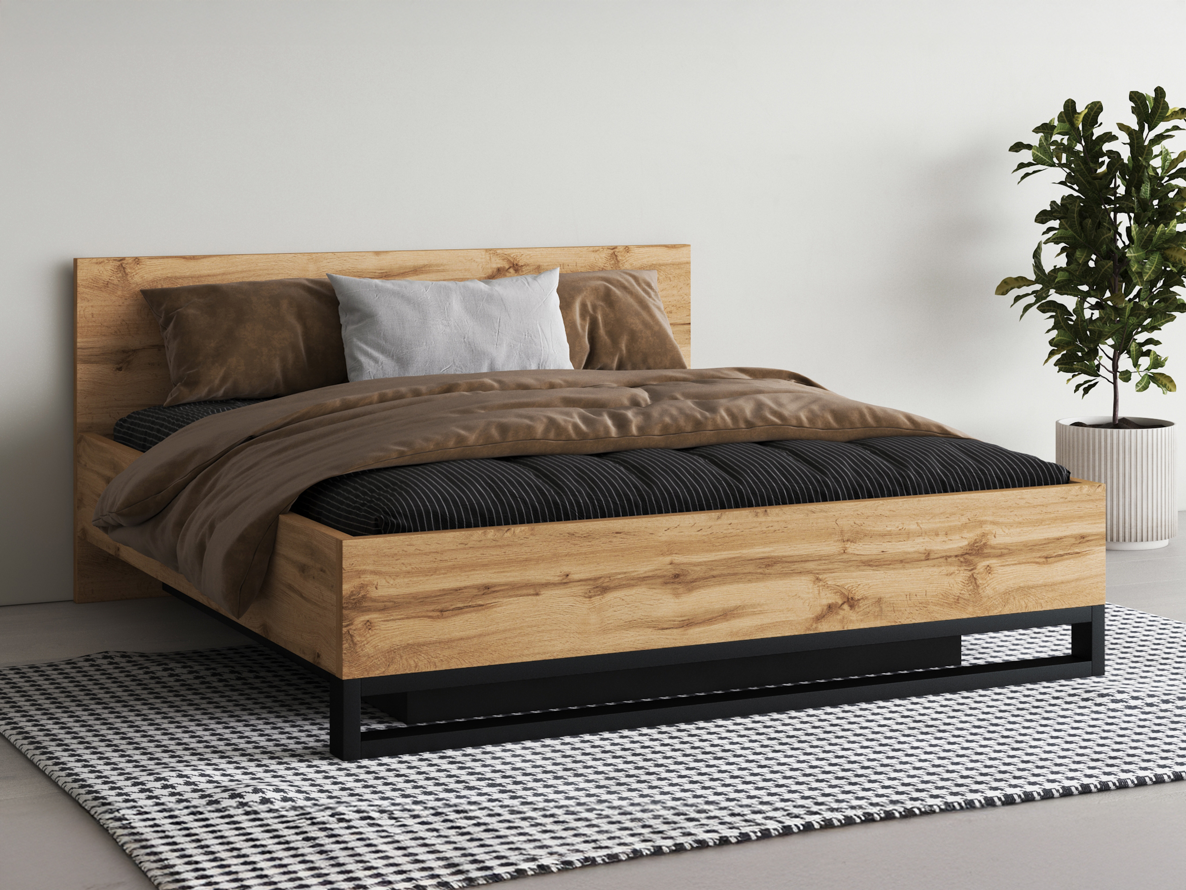 Cama Avicavu 118 (Carvalho wotan + Preto)