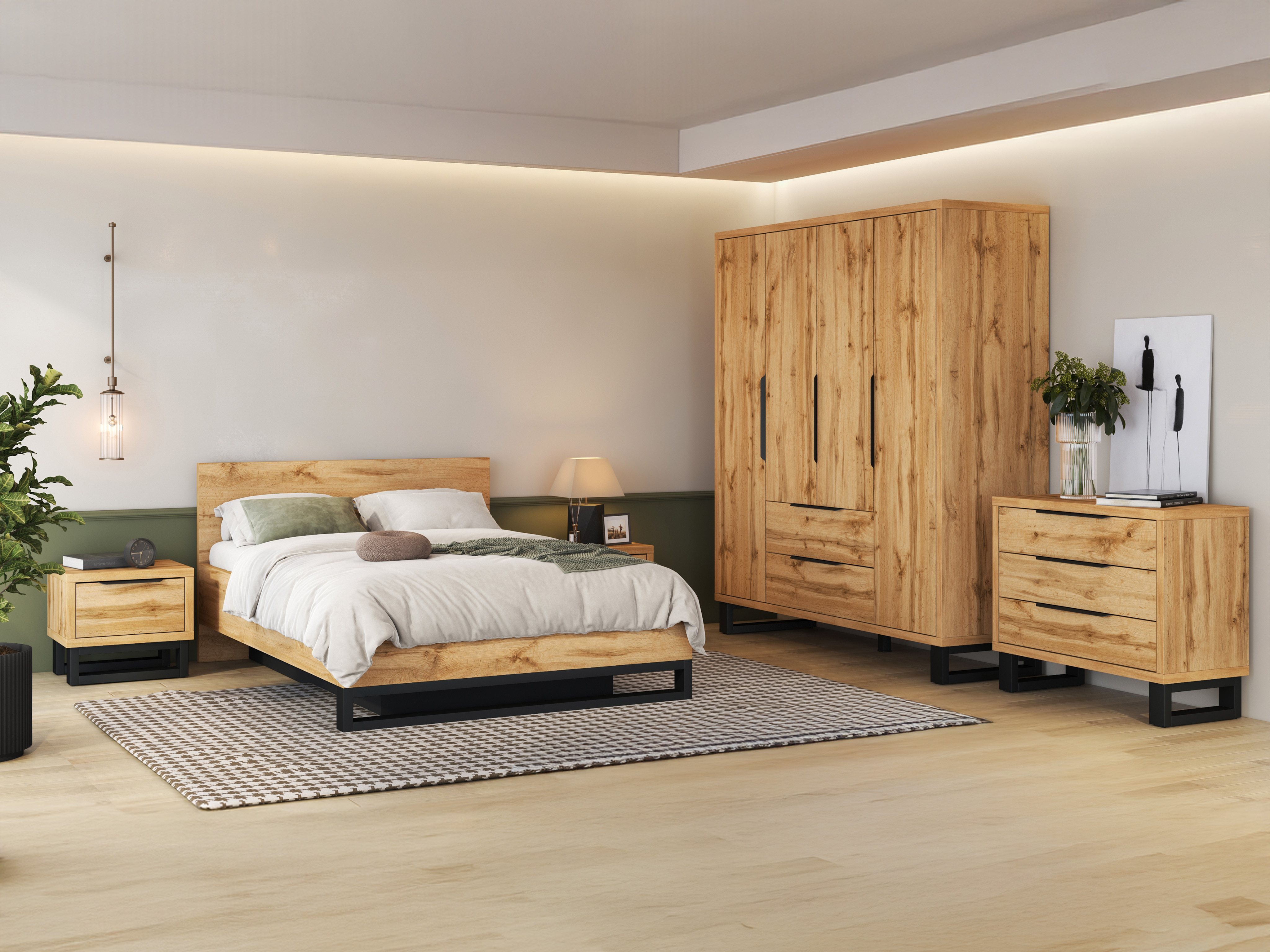 Cama Avicavu 118 (Carvalho wotan + Preto)