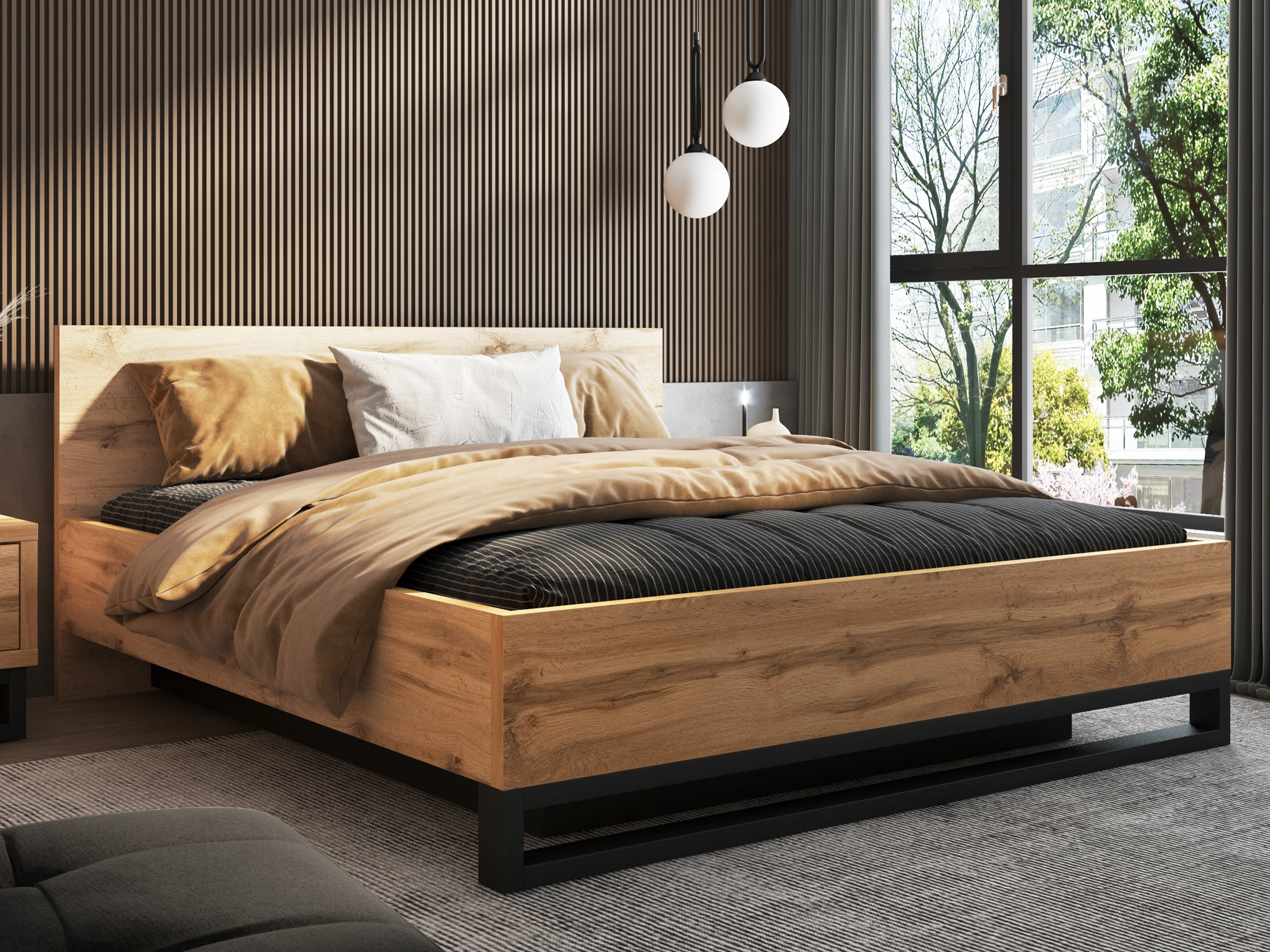 Cama Avicavu 118 (Carvalho wotan + Preto)