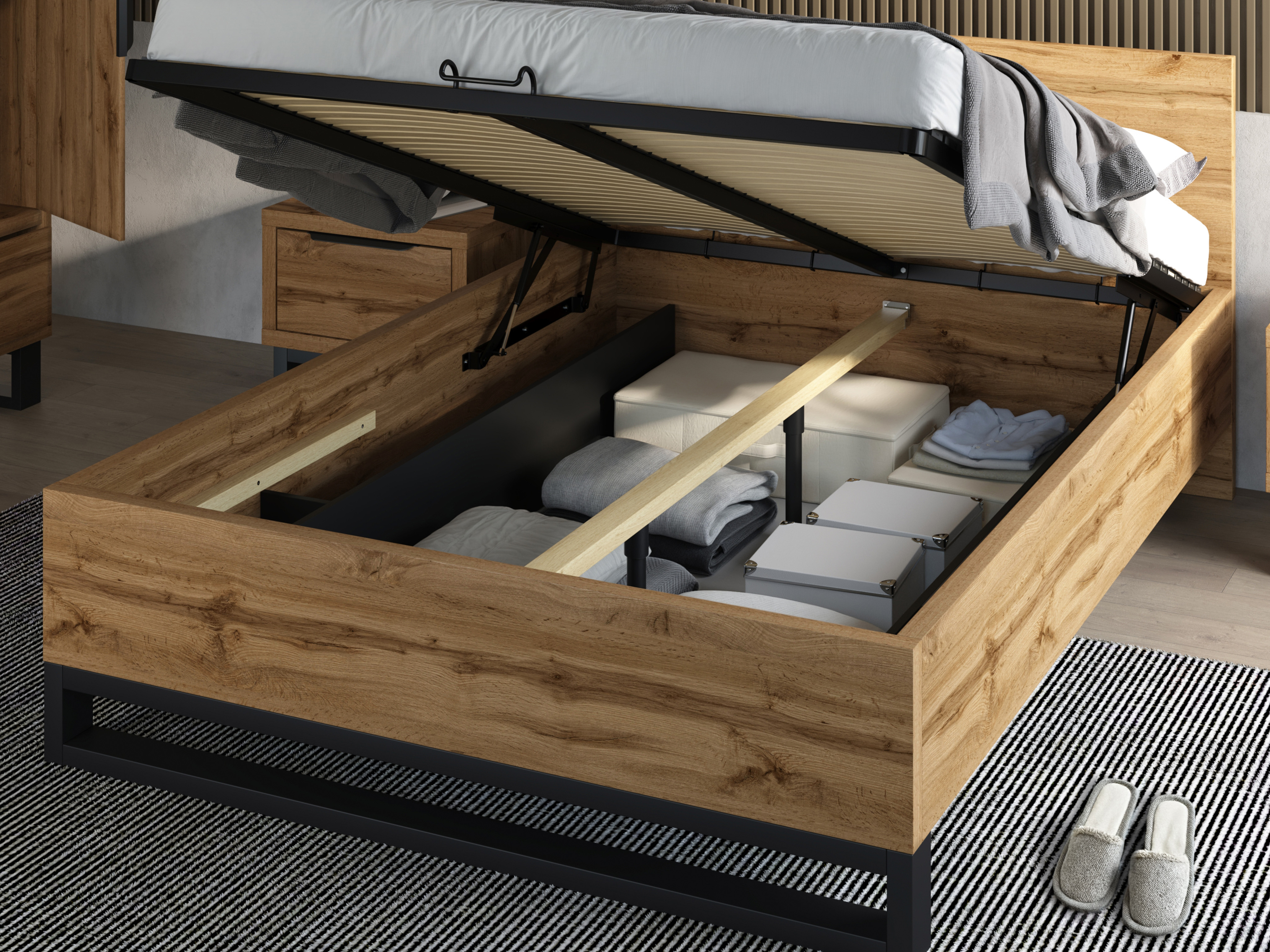 Cama Avicavu 118 (Carvalho wotan + Preto)