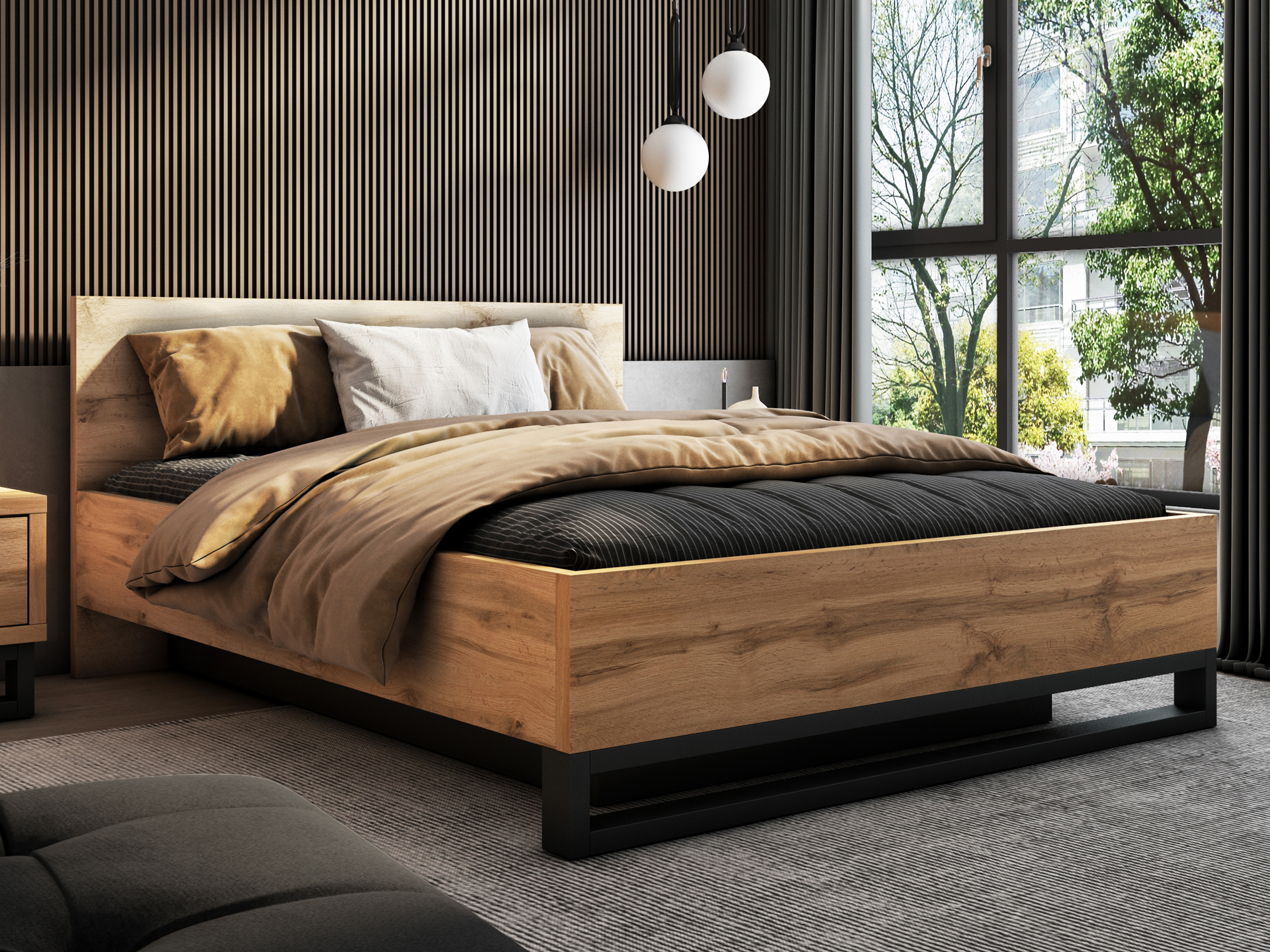 Cama Avicavu 118 (Carvalho wotan + Preto)