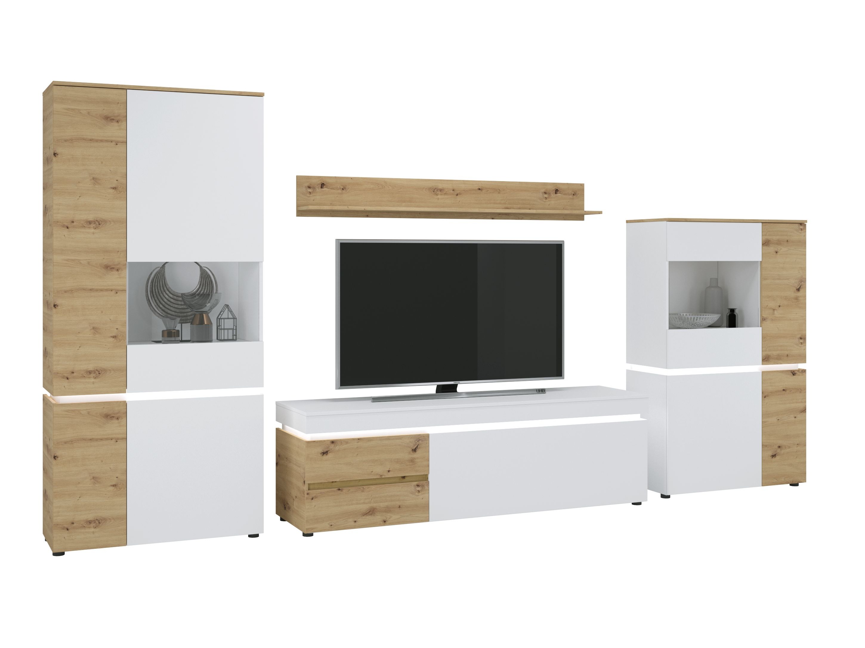 Conjunto para sala de estar Ontario 176 (Carvalho Artisan + Branco)