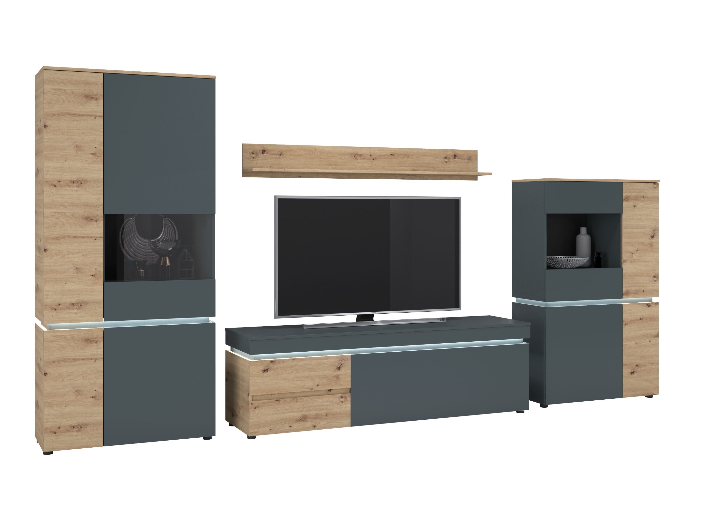 Conjunto para sala de estar Ontario 176 (Carvalho Artisan + Cinzento)