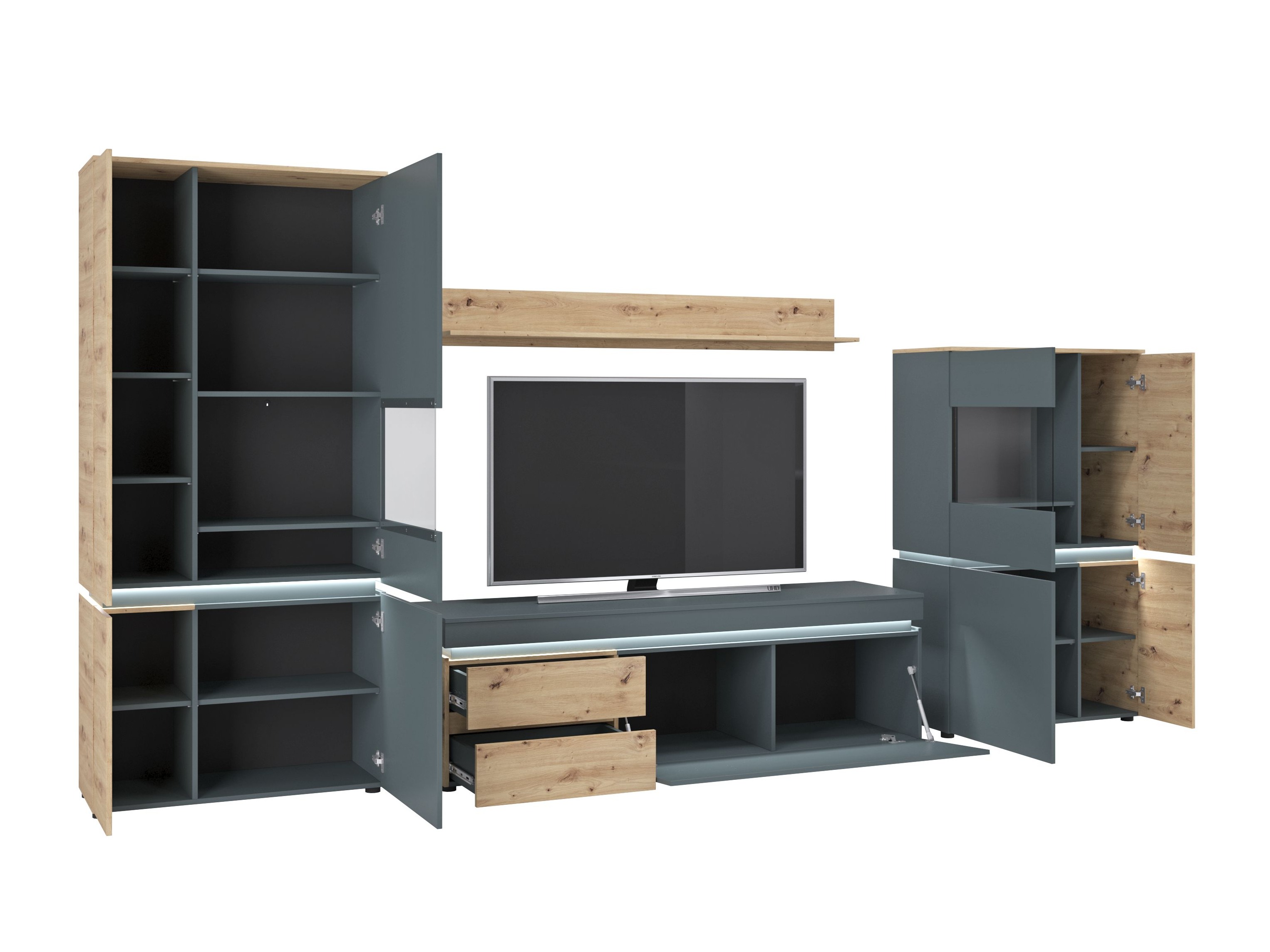 Conjunto para sala de estar Ontario 176 (Carvalho Artisan + Cinzento)