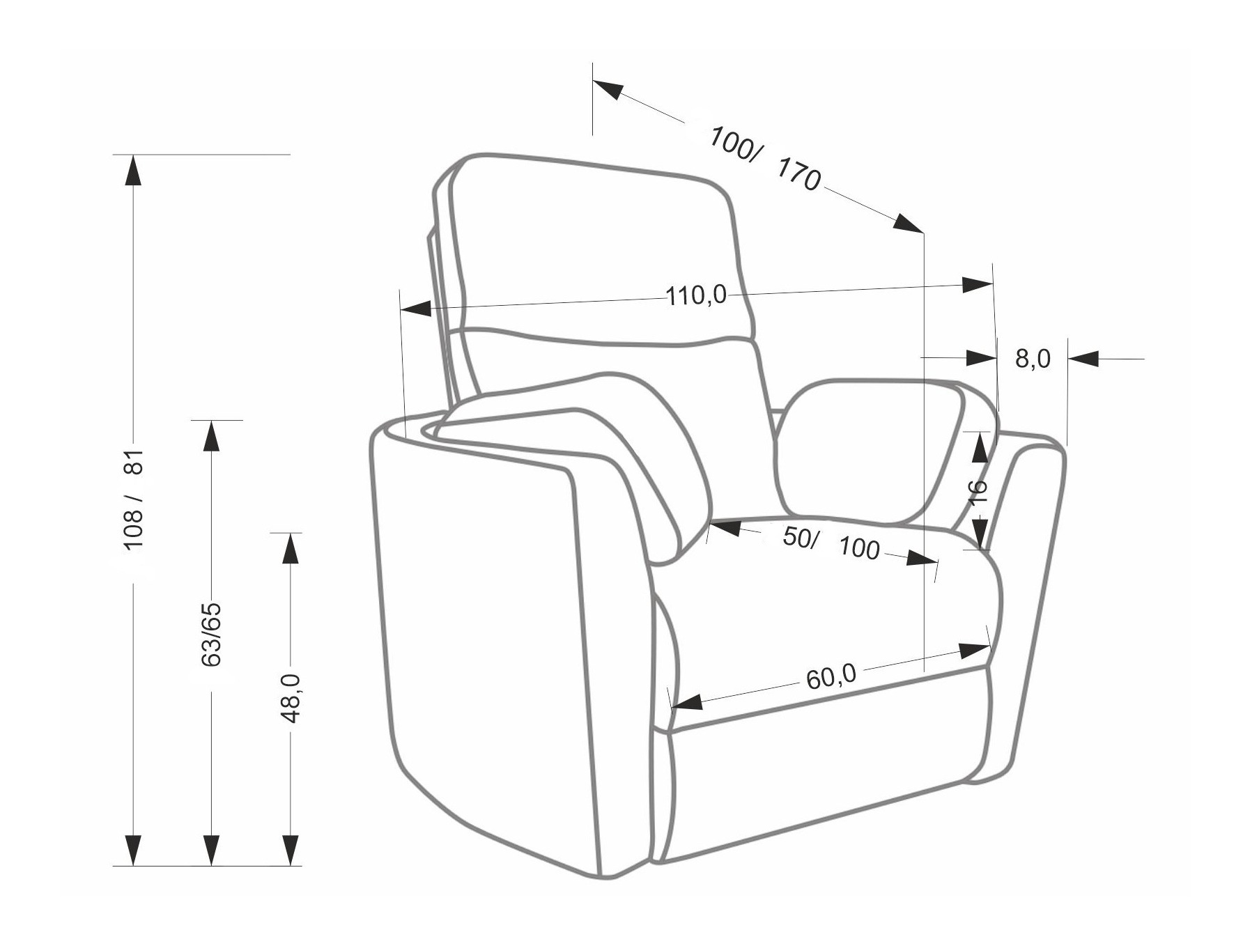 Poltrona reclinável Houston 2079 (Amarelo)