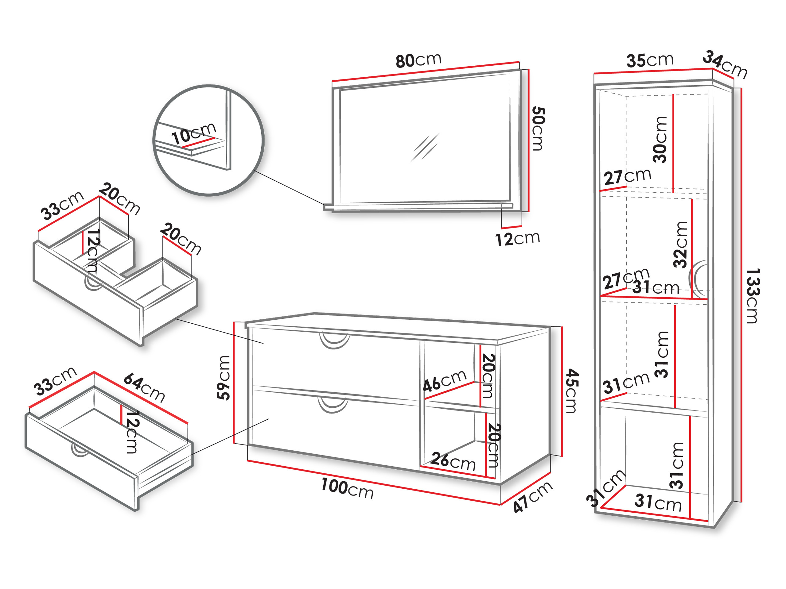 Conjunto para casa de banho Sodalis (Nogueira)