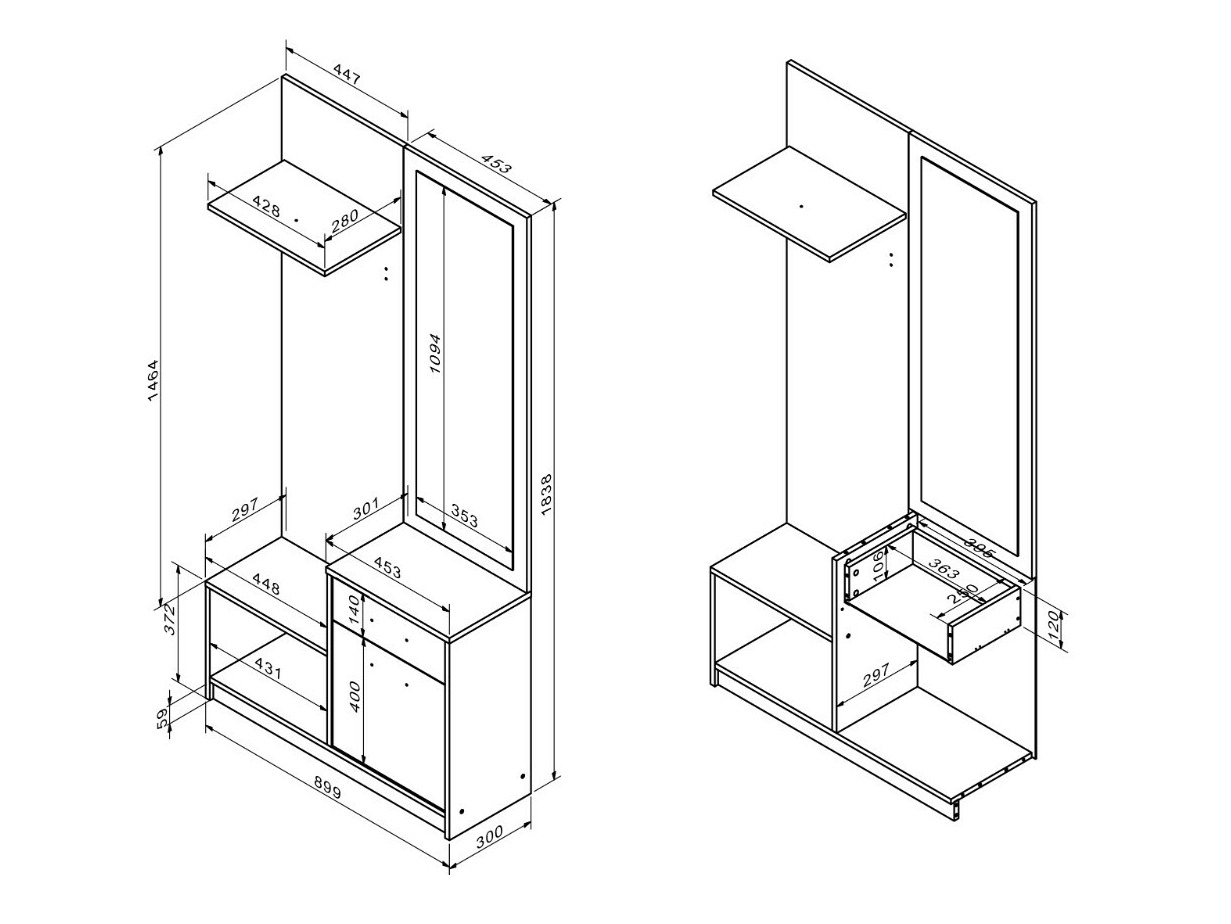 Conjunto para corredor Houston 2084 (Carvalho Artisan + Caxemira)