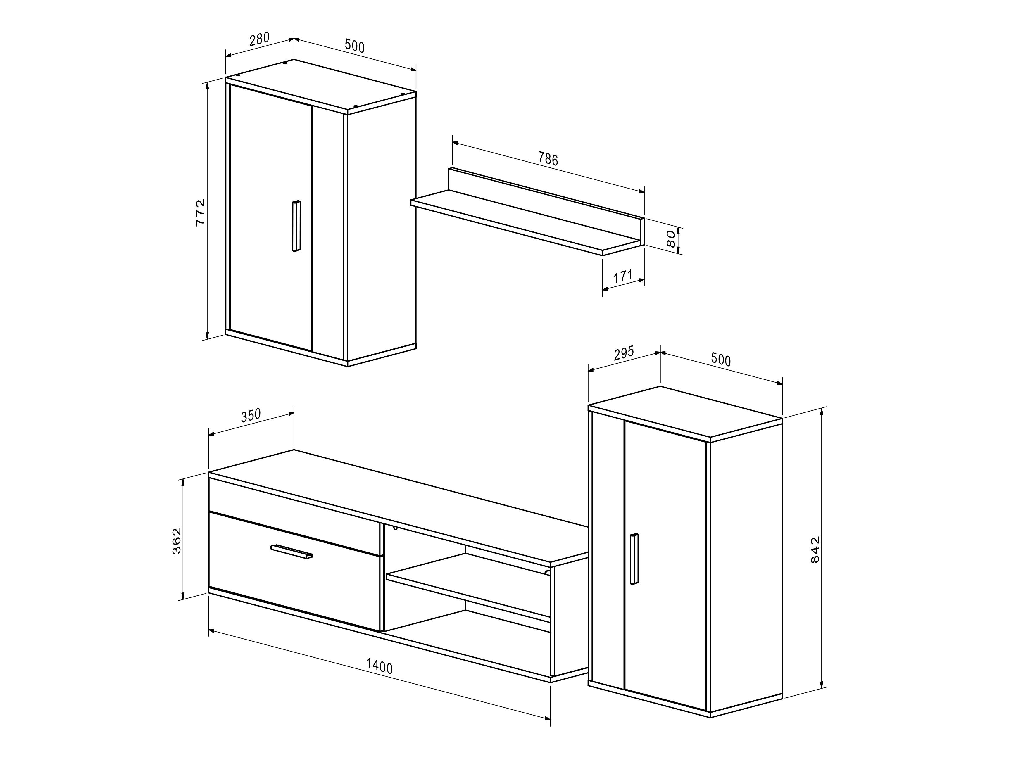 Conjunto para sala de estar Houston 2087 (Carvalho Artisan + Caxemira)