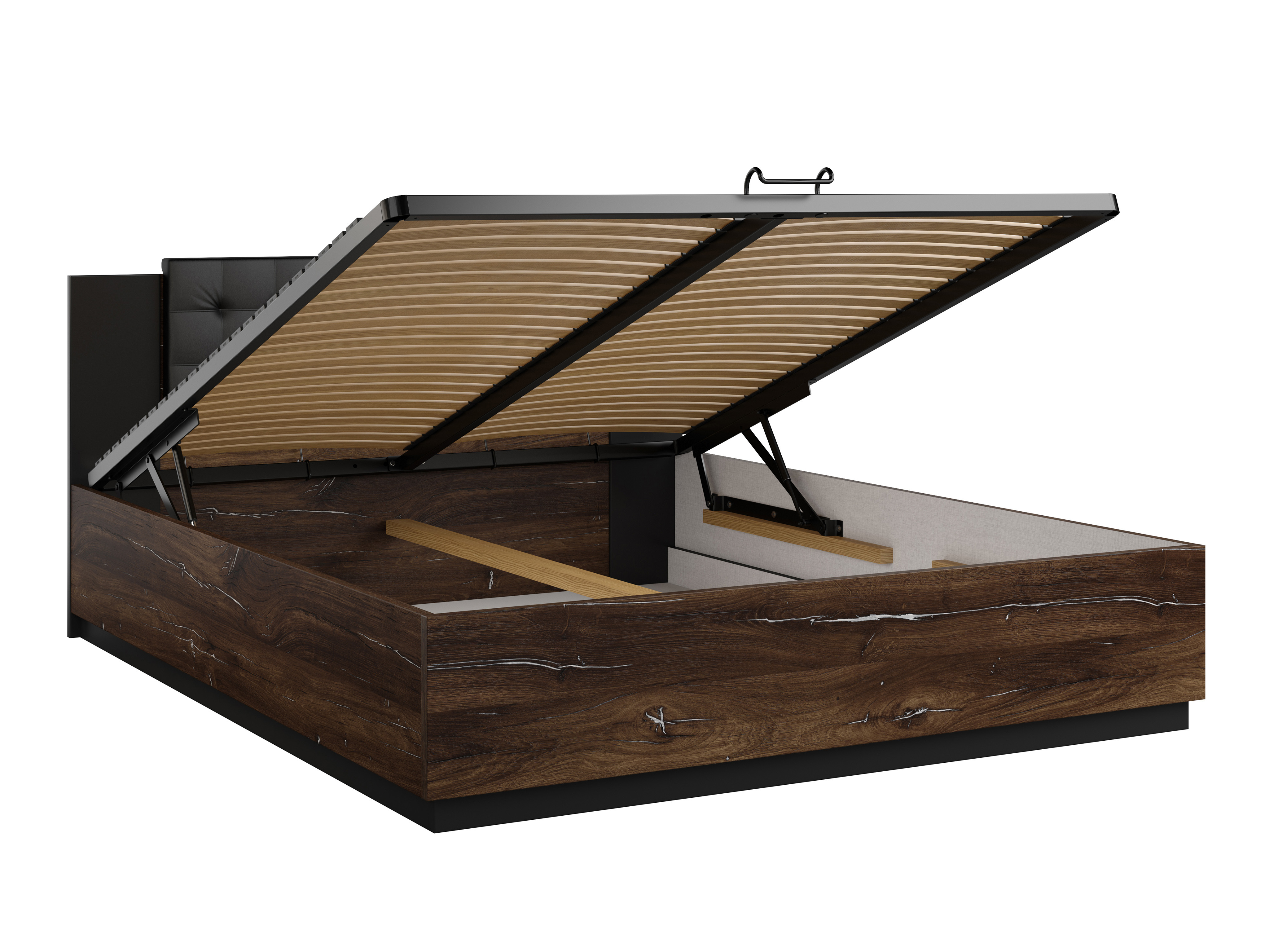 Cama Felelie 104 (Carvalho Flagstaf escuro + Prata)