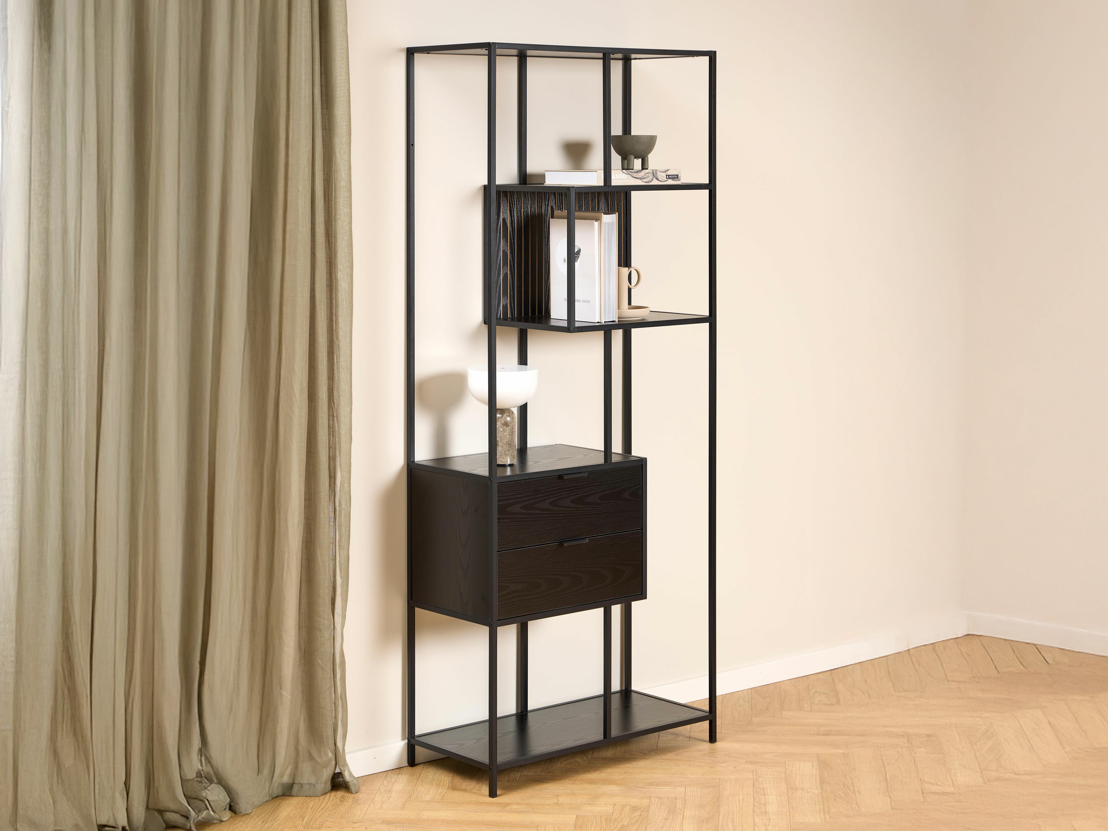 Estante Norsica Sevferi 182 (Cinza preta + Preto)