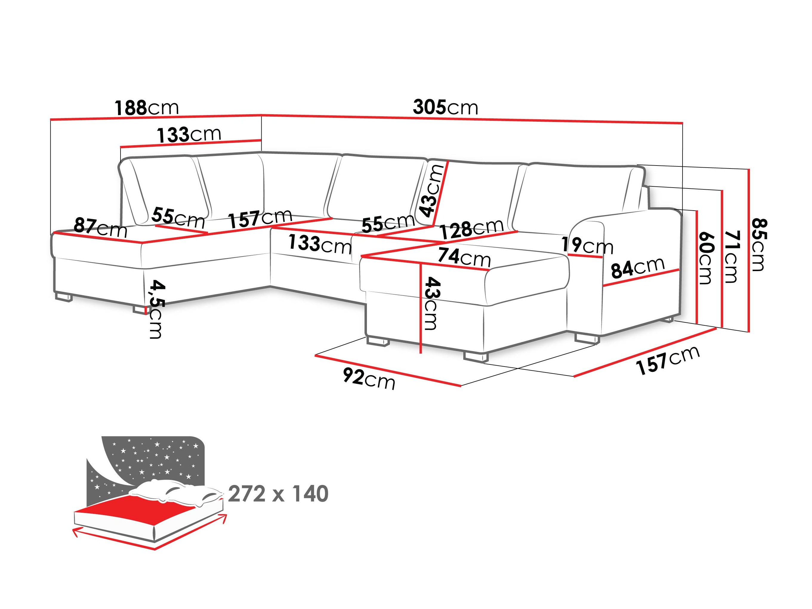 Sofá de canto Comfivo 189 (Maya 11)