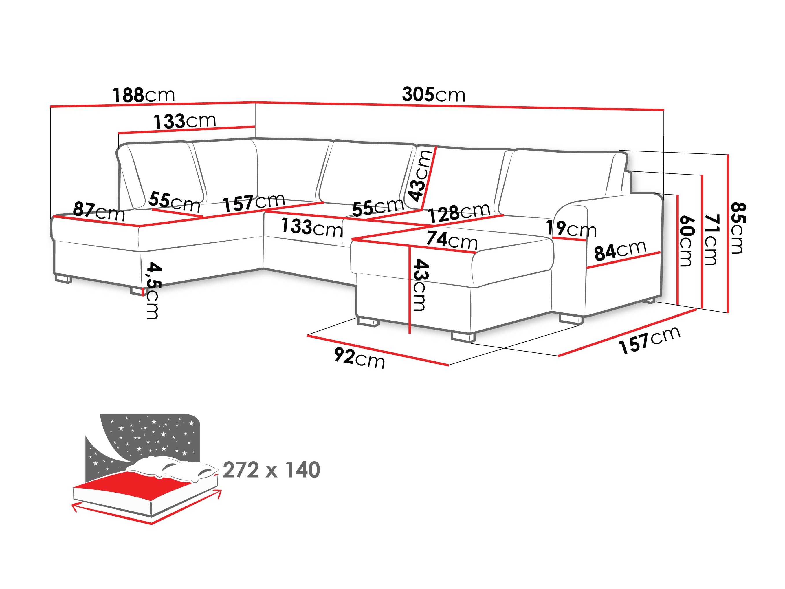 Sofá de canto Comfivo 189 (Zoya 03)