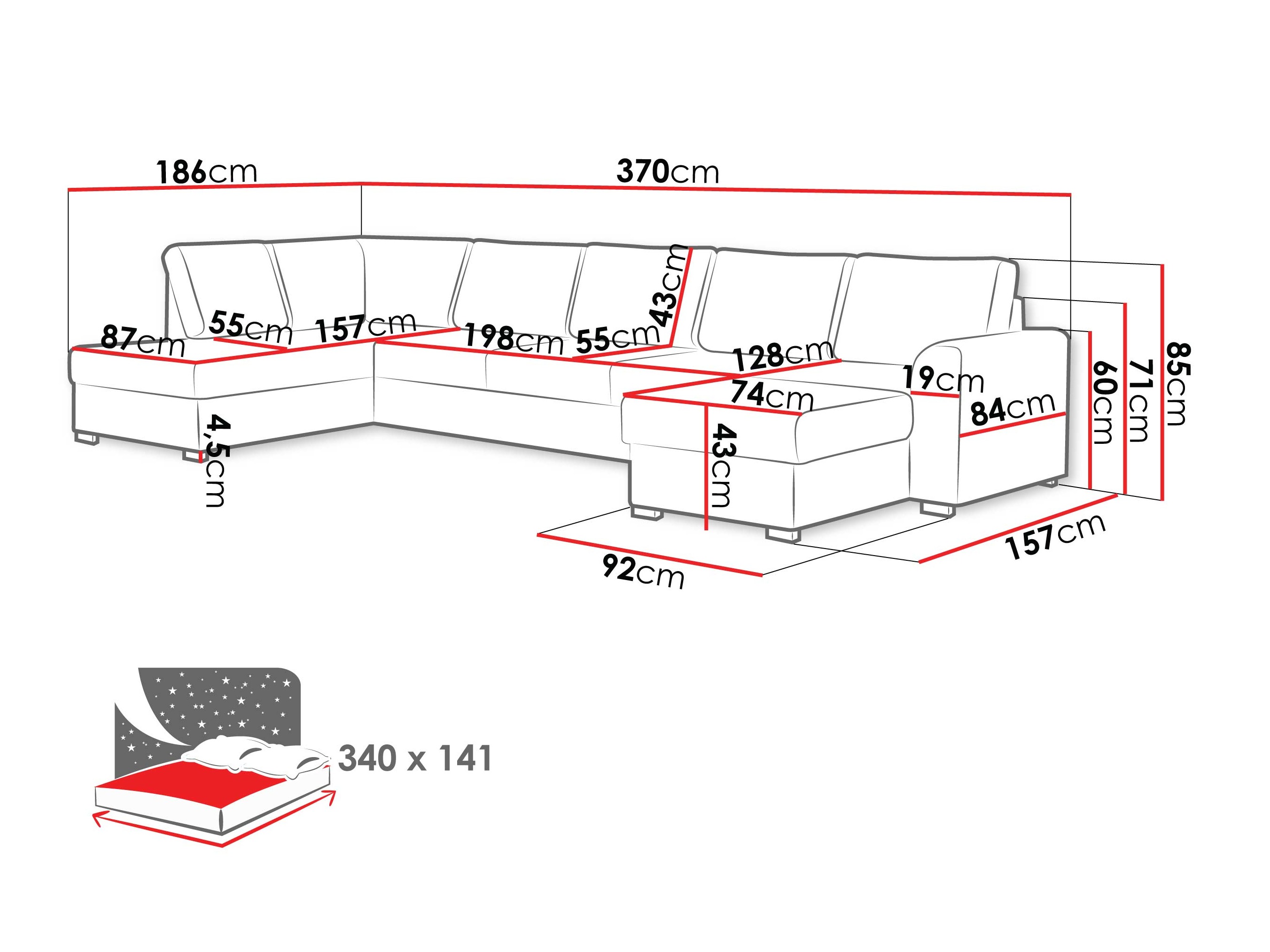 Sofá de canto Comfivo 262 (Maya 05)