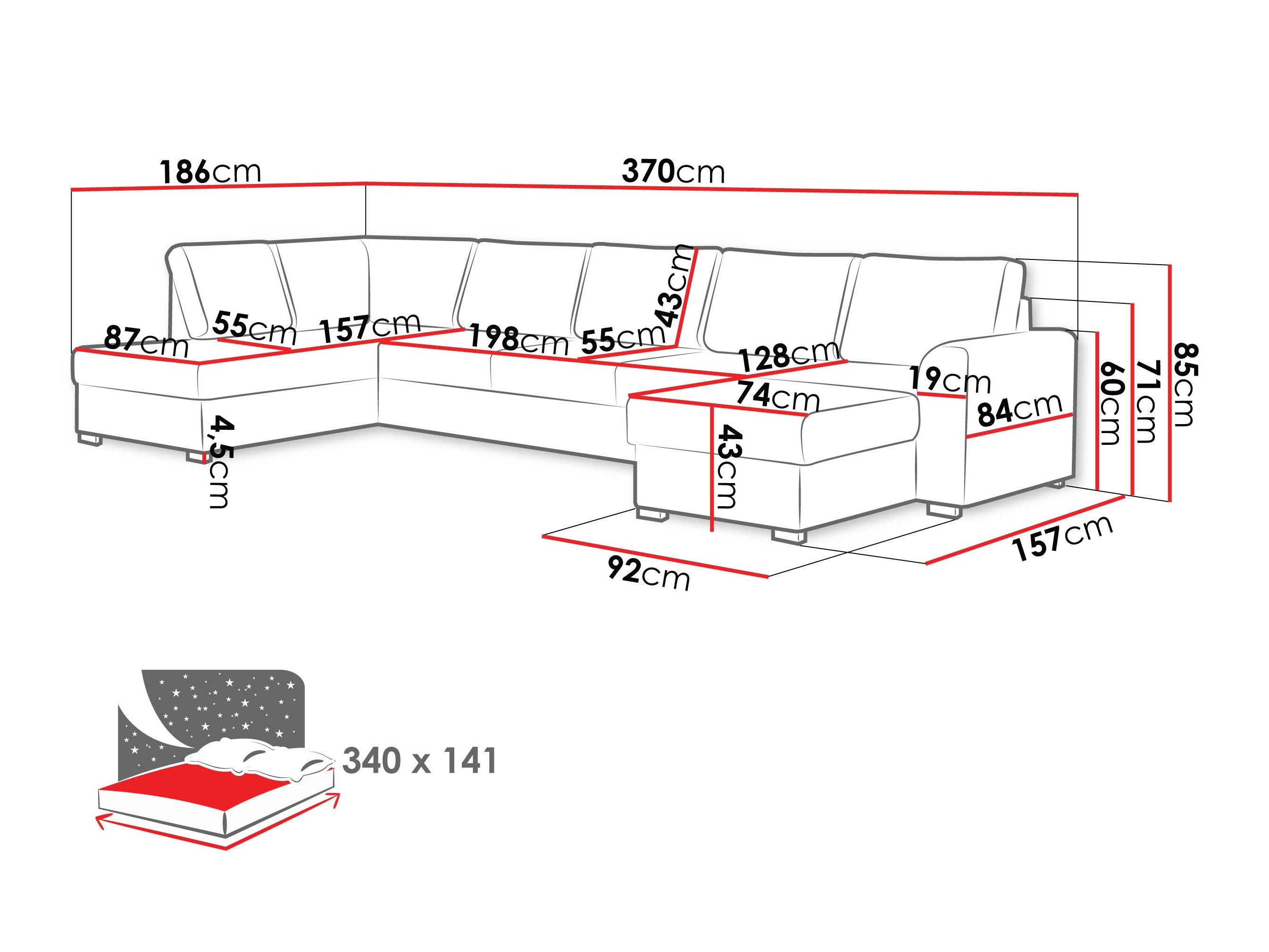 Sofá de canto Comfivo Flumen III (Manza 29)