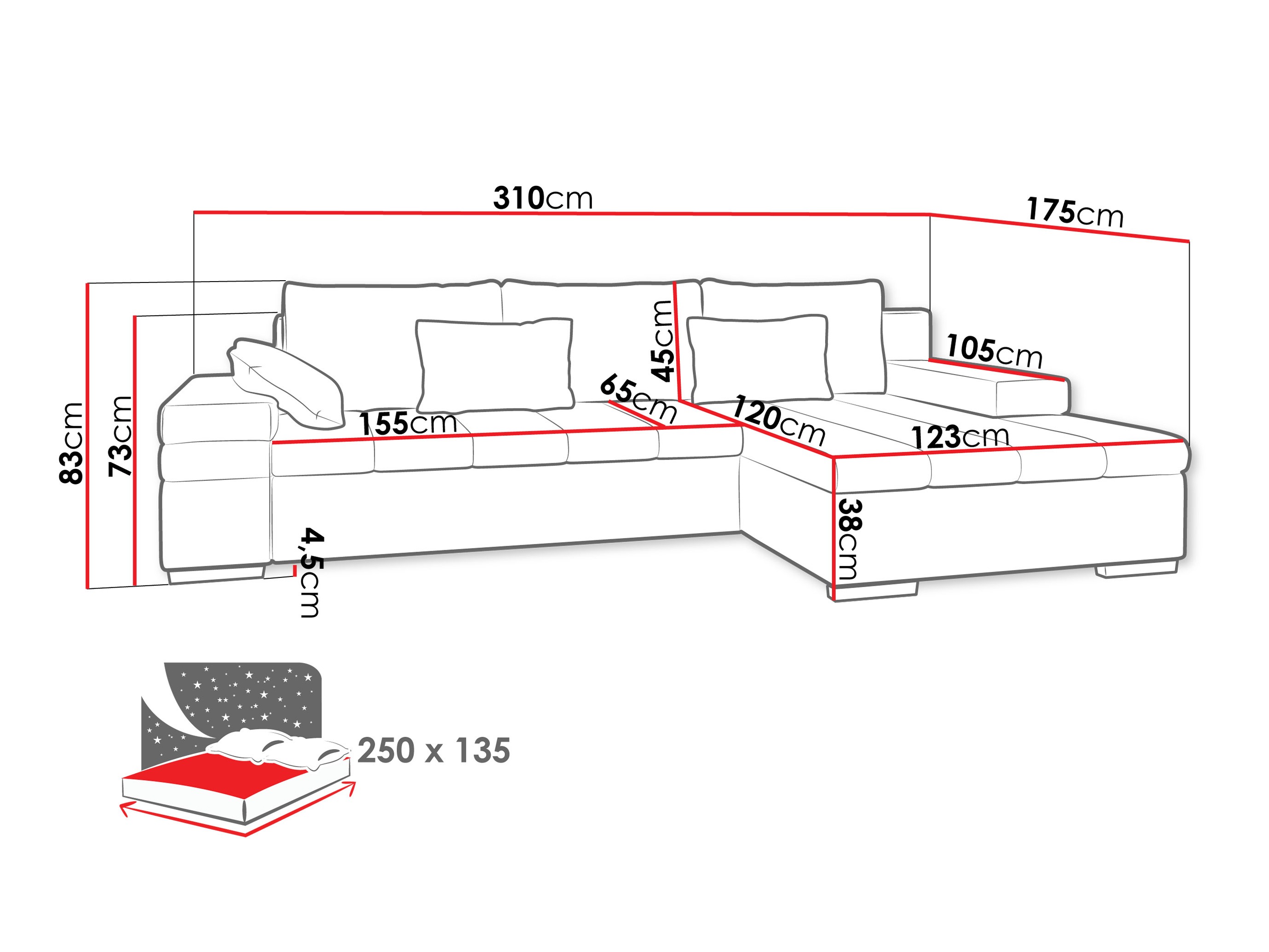 Sofá de canto Comfivo 169 (Pianão 14 + Pianão 13)