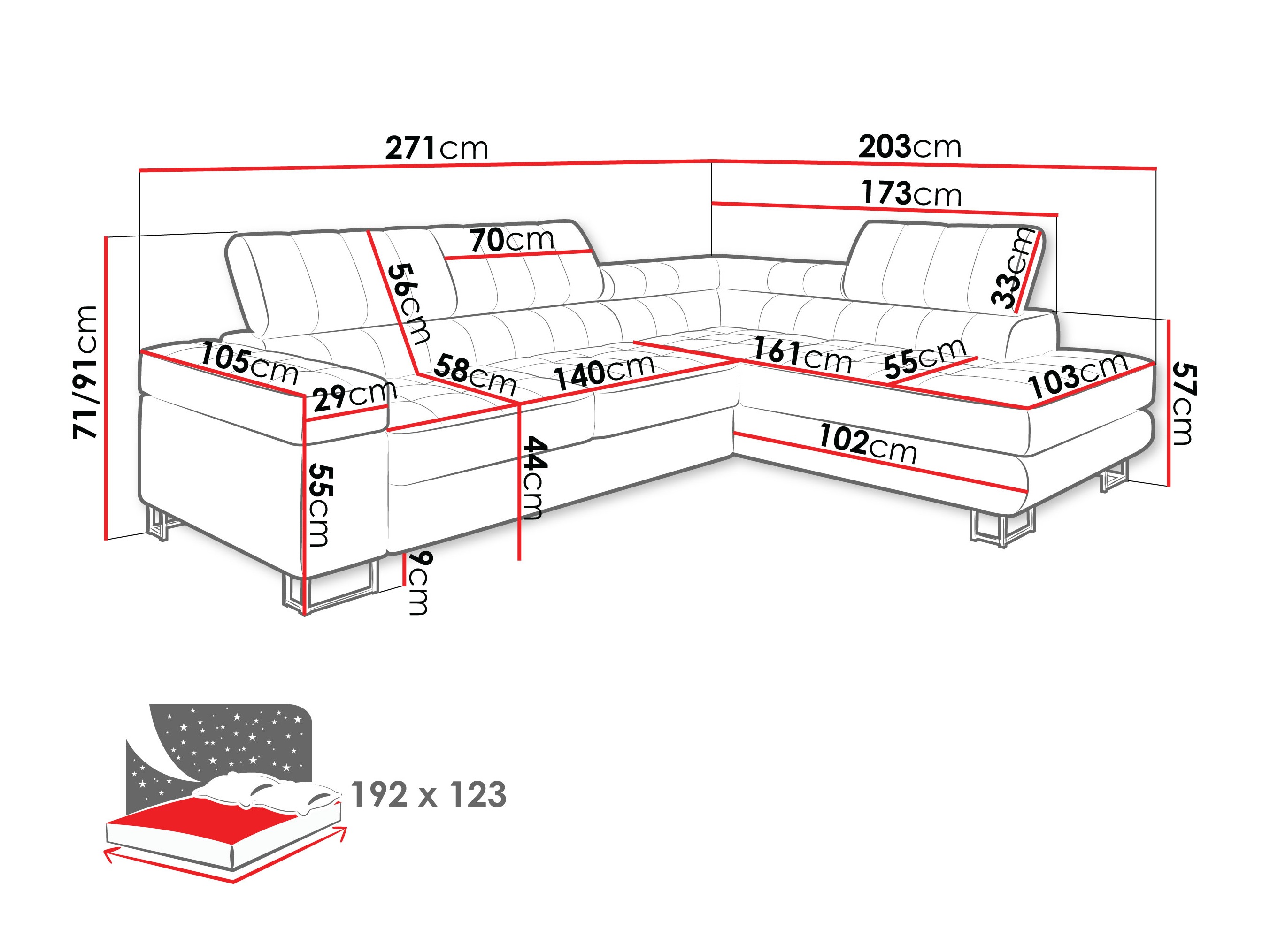 Sofá de canto Comfivo 247 (Corbett 08)