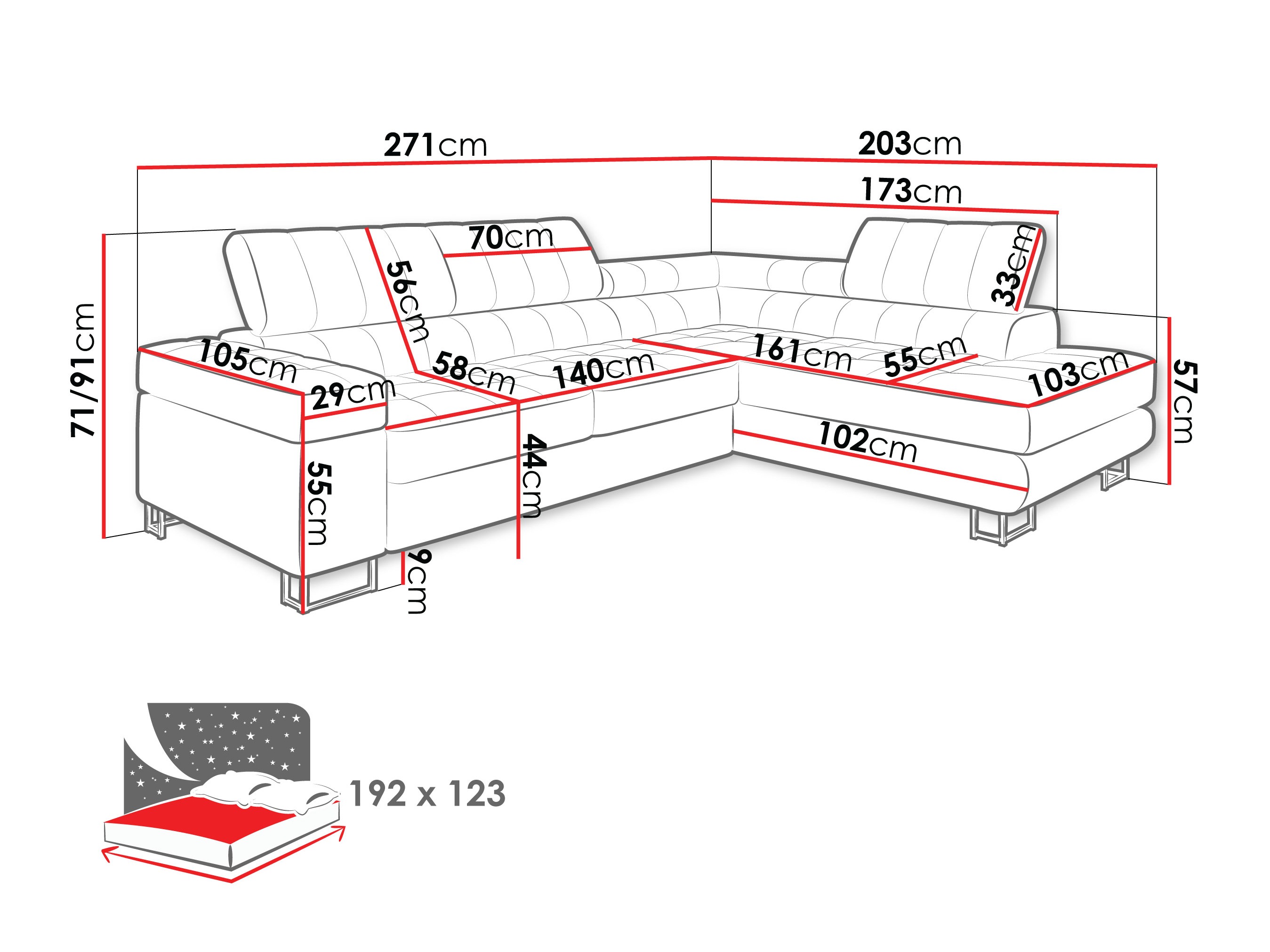 Sofá de canto Comfivo 247 (Maya 15)