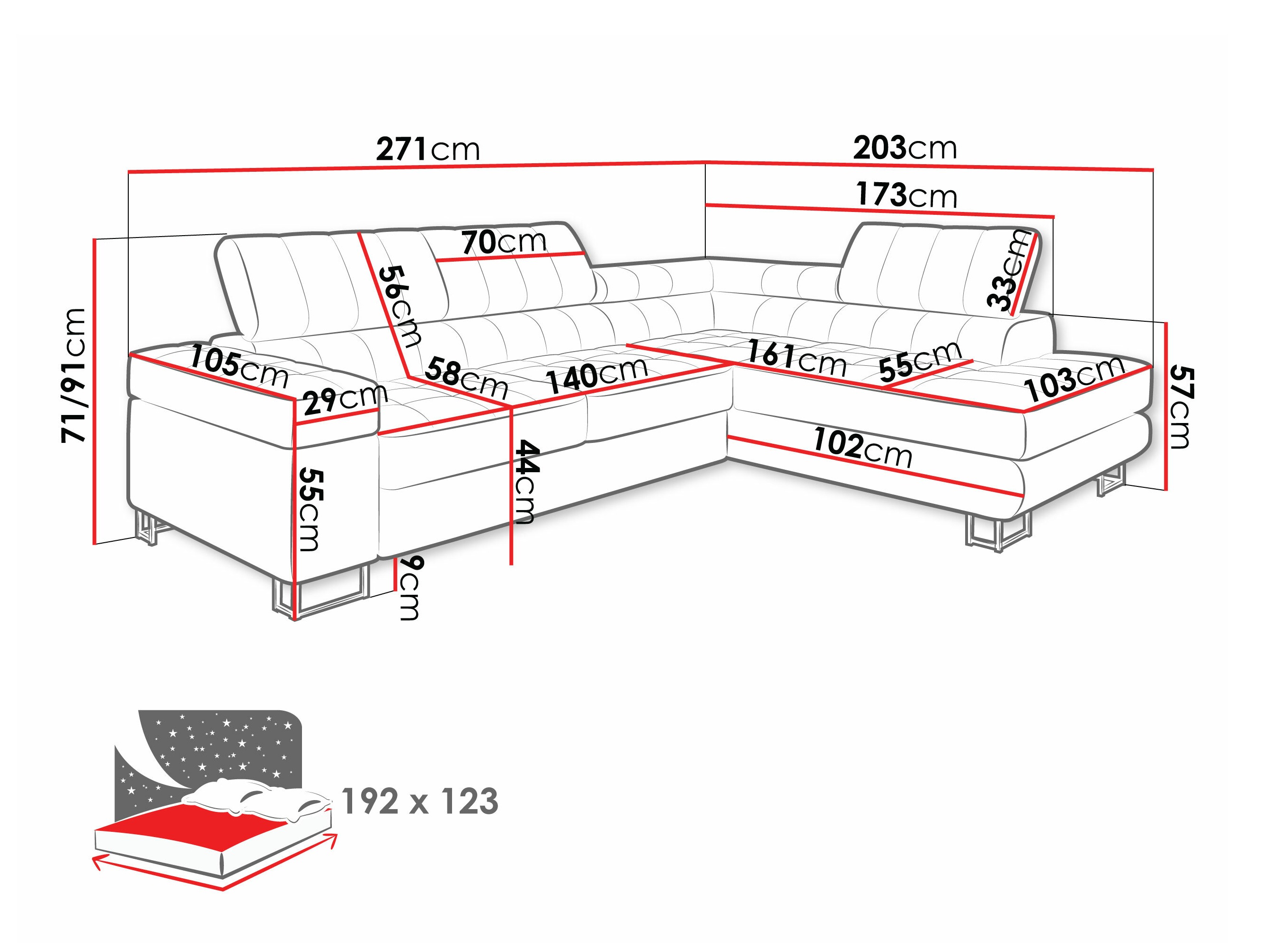 Sofá de canto Comfivo 247 (Sorriso 04)
