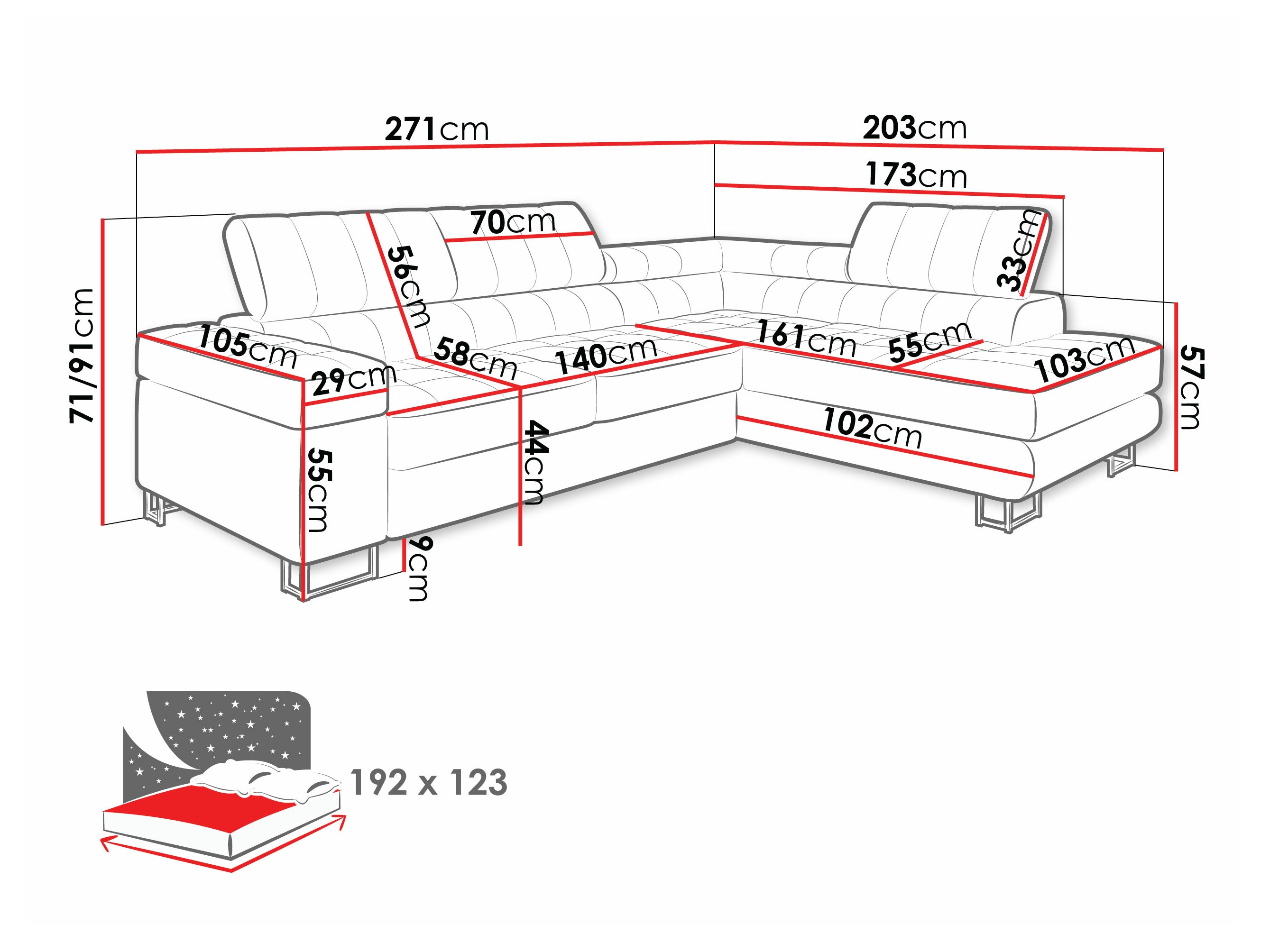 Sofá de canto Comfivo 247 (Venus veludo 2911)