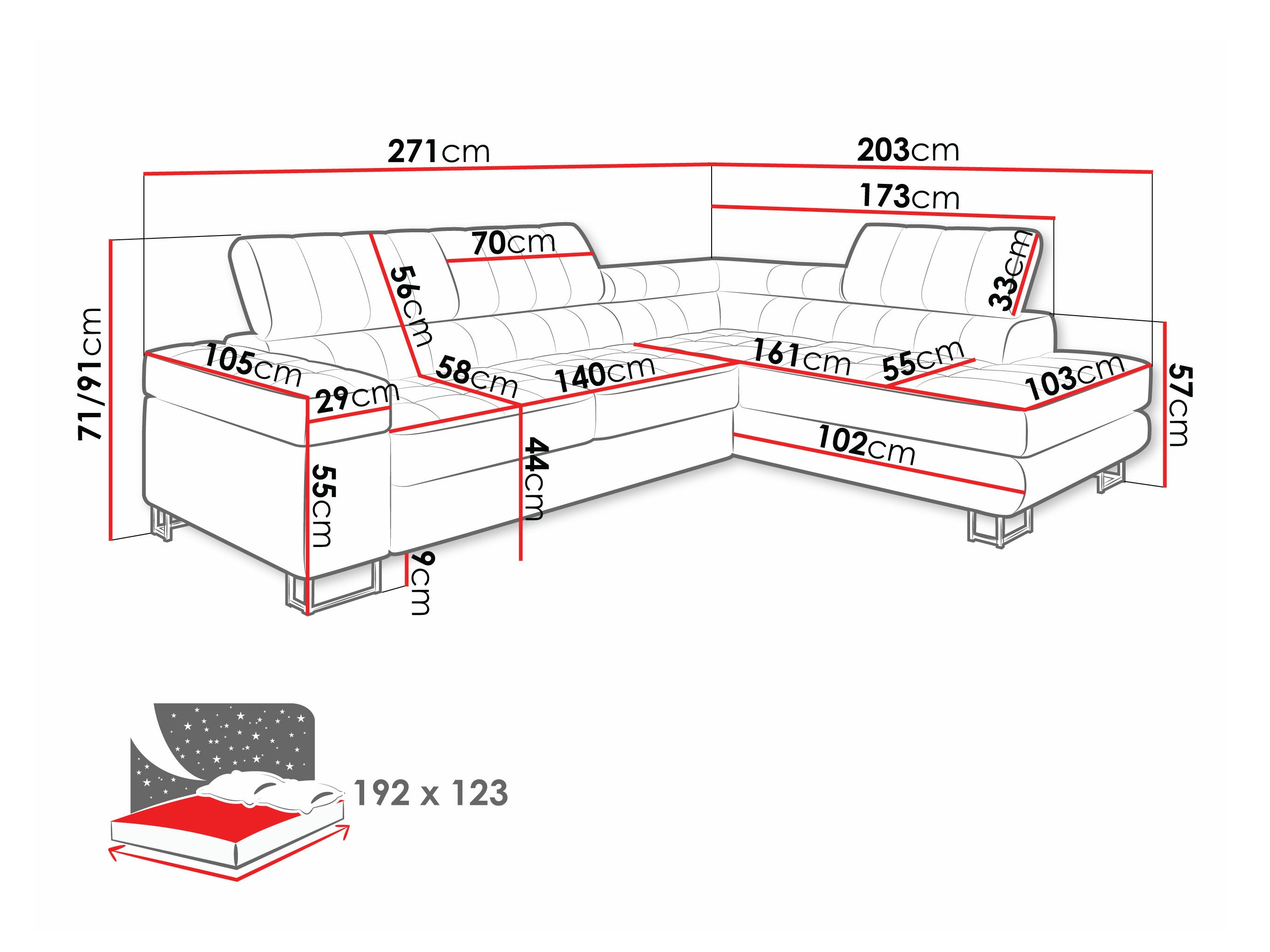 Sofá de canto Comfivo 247 (Venus veludo 2932)