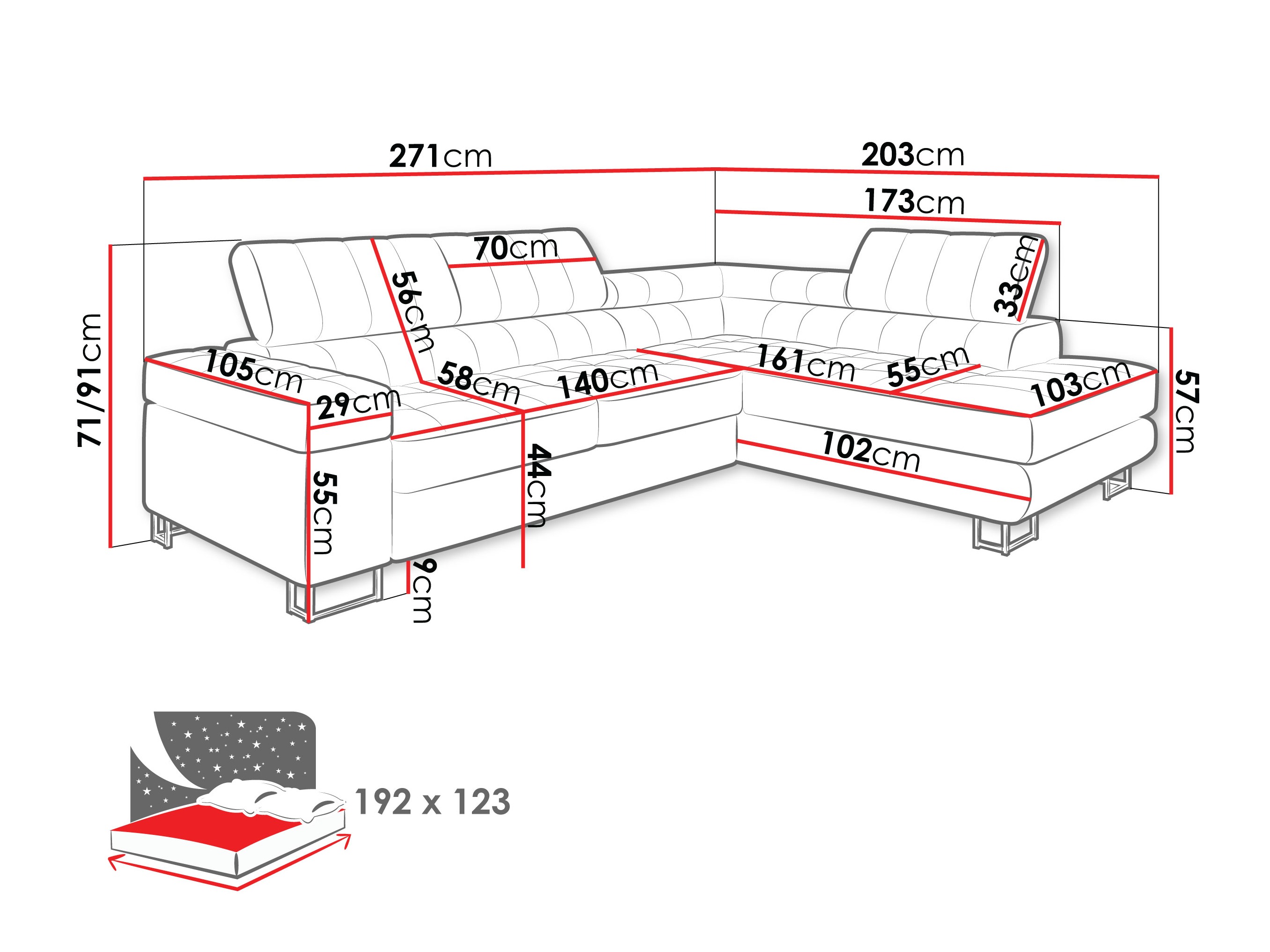 Sofá de canto Comfivo 247 (Zoya 12)