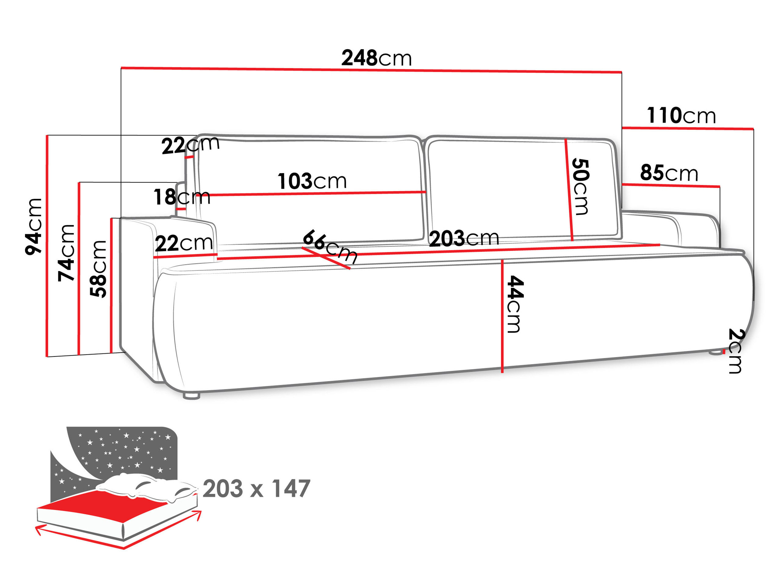 Sofá-cama Bountiful 103 (Velo 621)