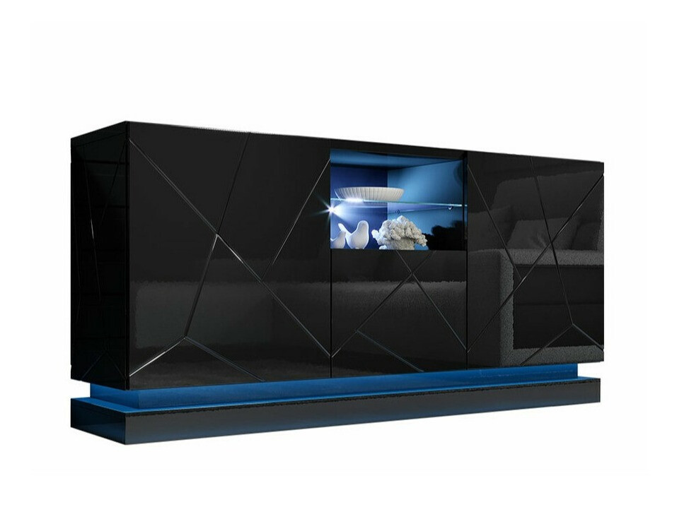 Aparador Charlotte 186 (Preto + Preto brilhante)