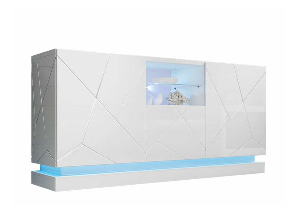 Aparador Linar (Branco + Branco brilhante)