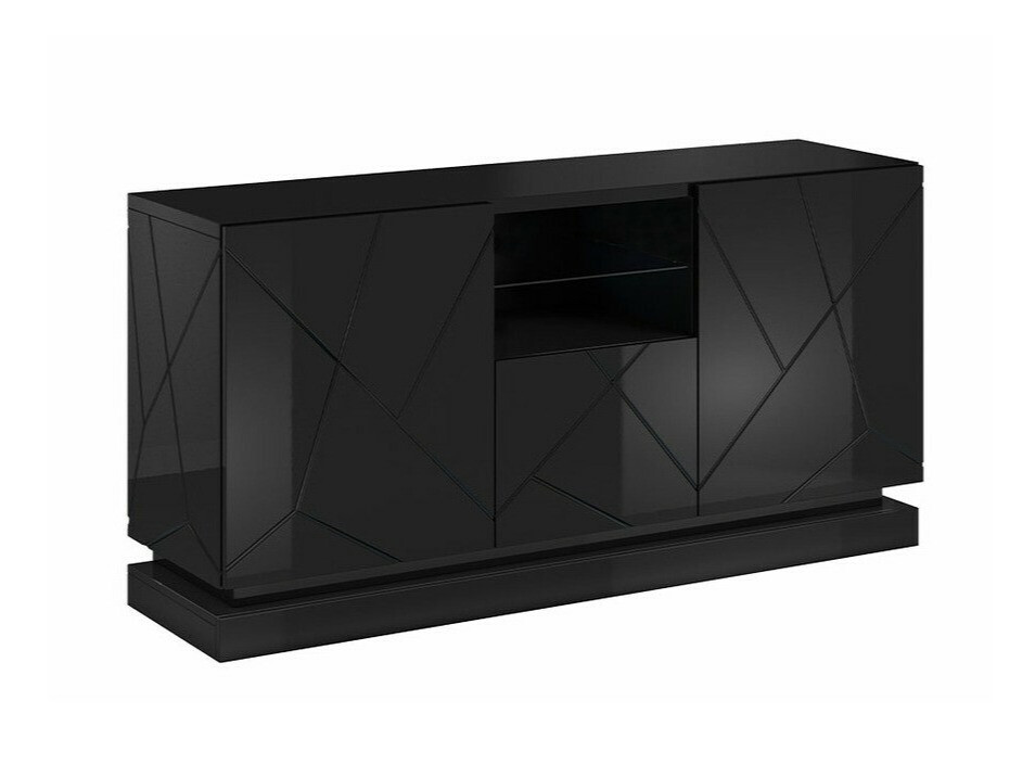 Aparador Linar (Preto + Preto brilhante)