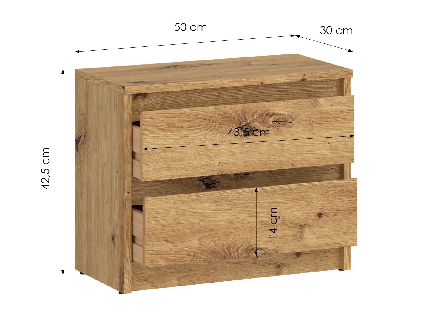 Mesa de cabeceira Ontario 197 (Carvalho Artisan)